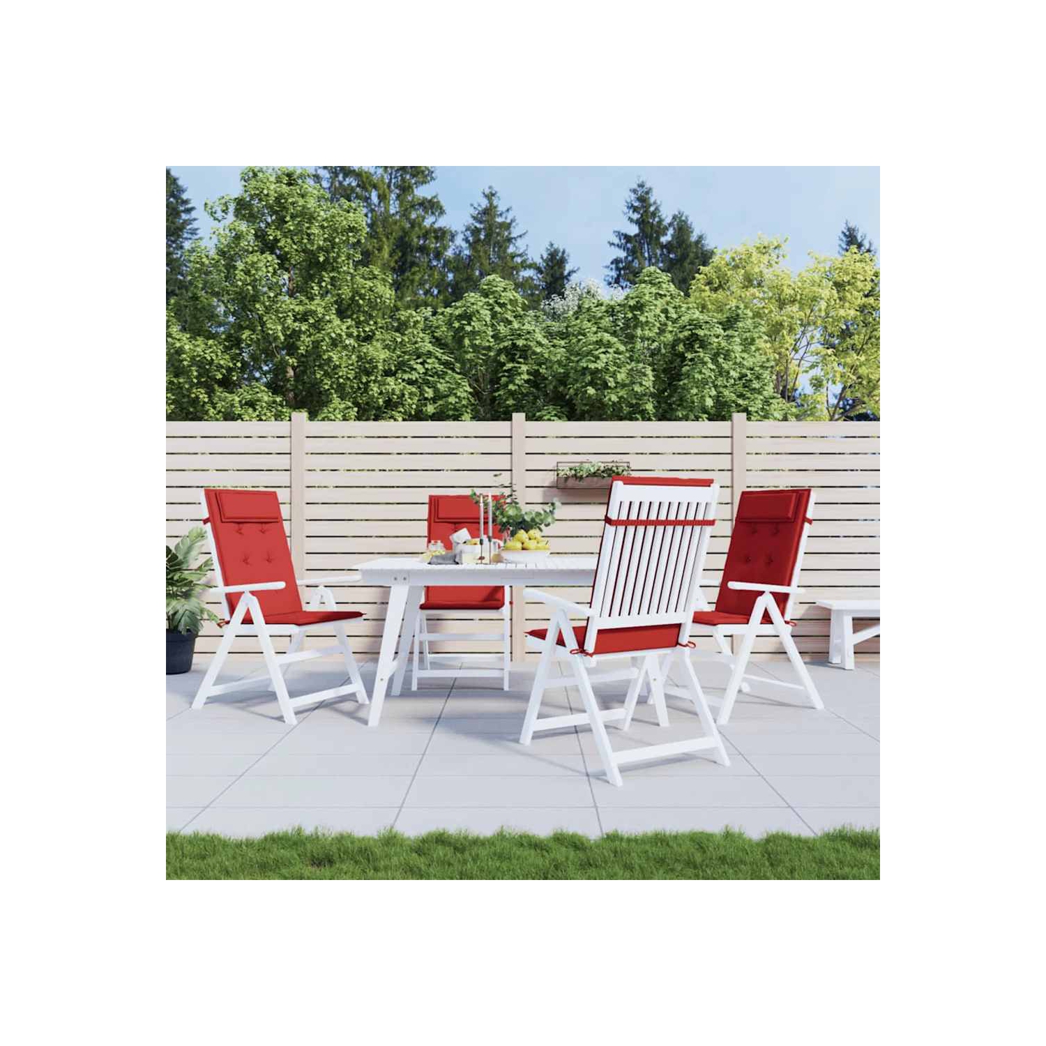 Coussins de chaise à dossier haut vidaXL 4 pièces en tissu Oxford rouge