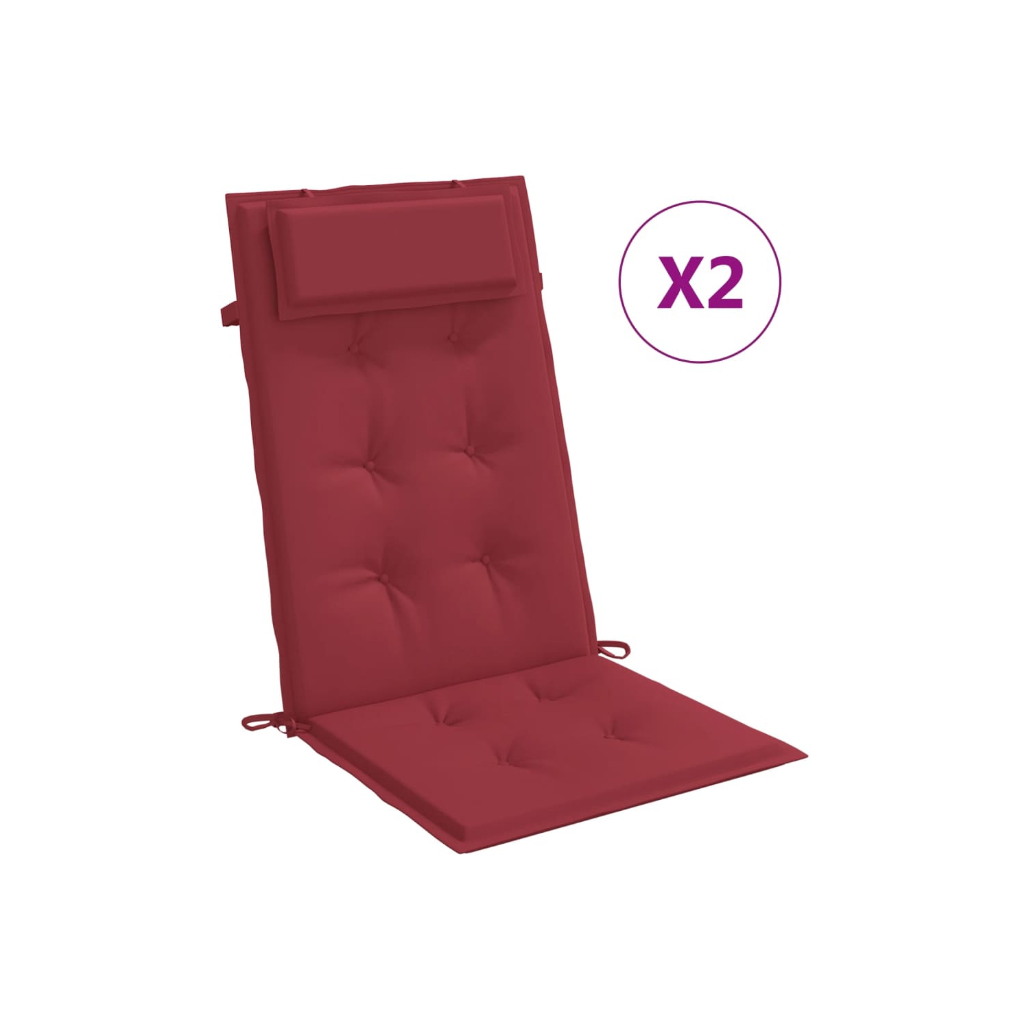 vidaXL Highback Chair Cushions 2 pcs Wine Red Oxford Fabric