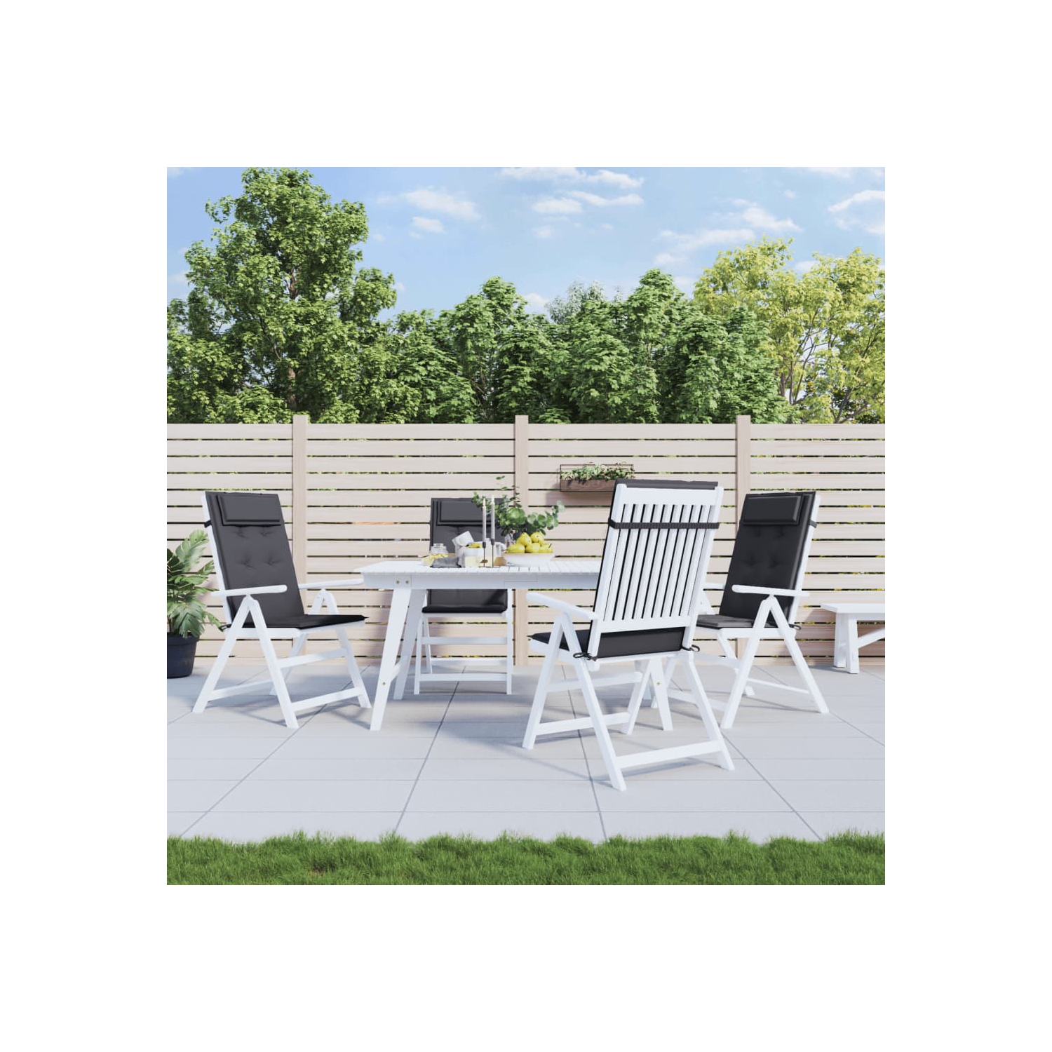 vidaXL Highback Chair Cushions 4 pcs Anthracite Oxford Fabric