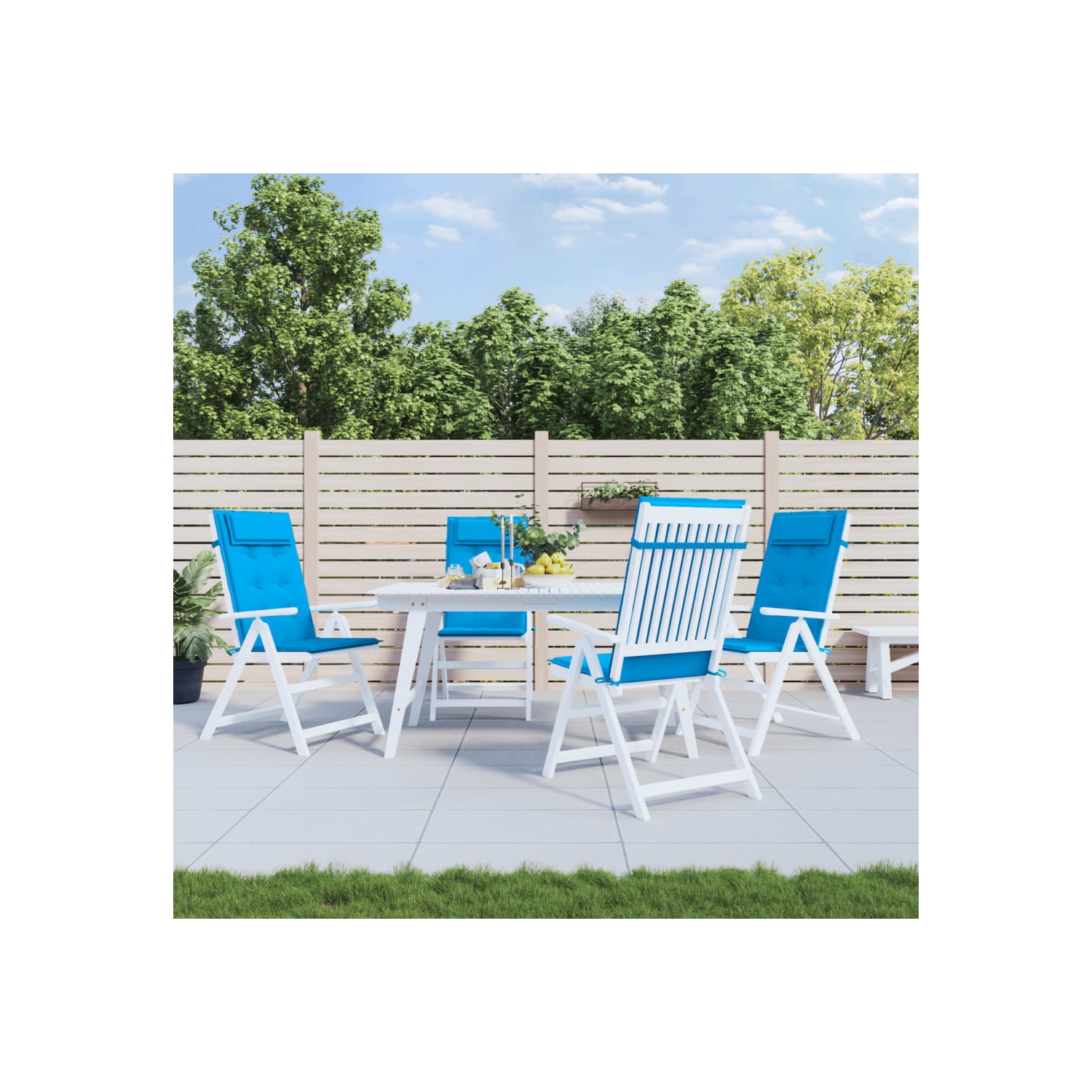 vidaXL Highback Chair Cushions 4 pcs Light Blue Oxford Fabric