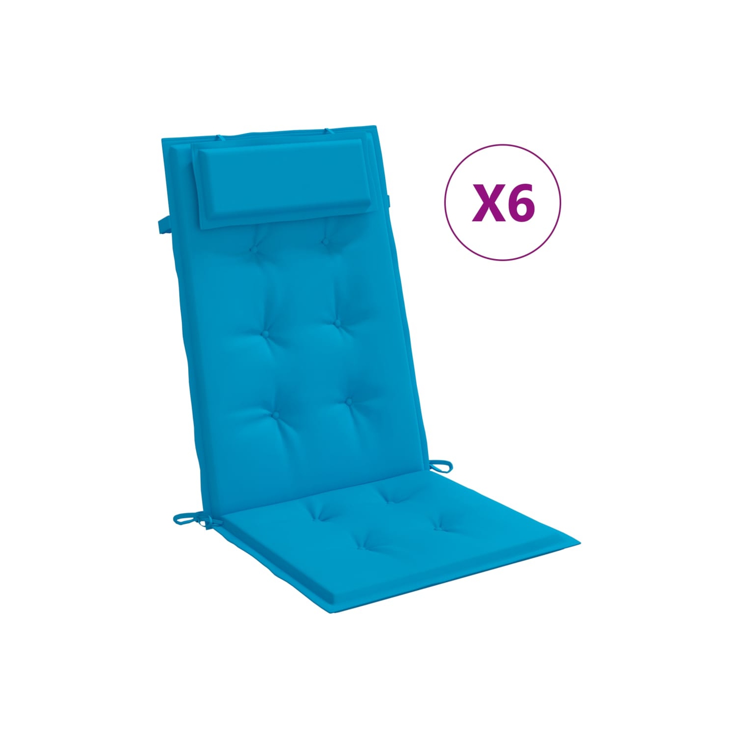 vidaXL Highback Chair Cushions 6 pcs Light Blue Oxford Fabric