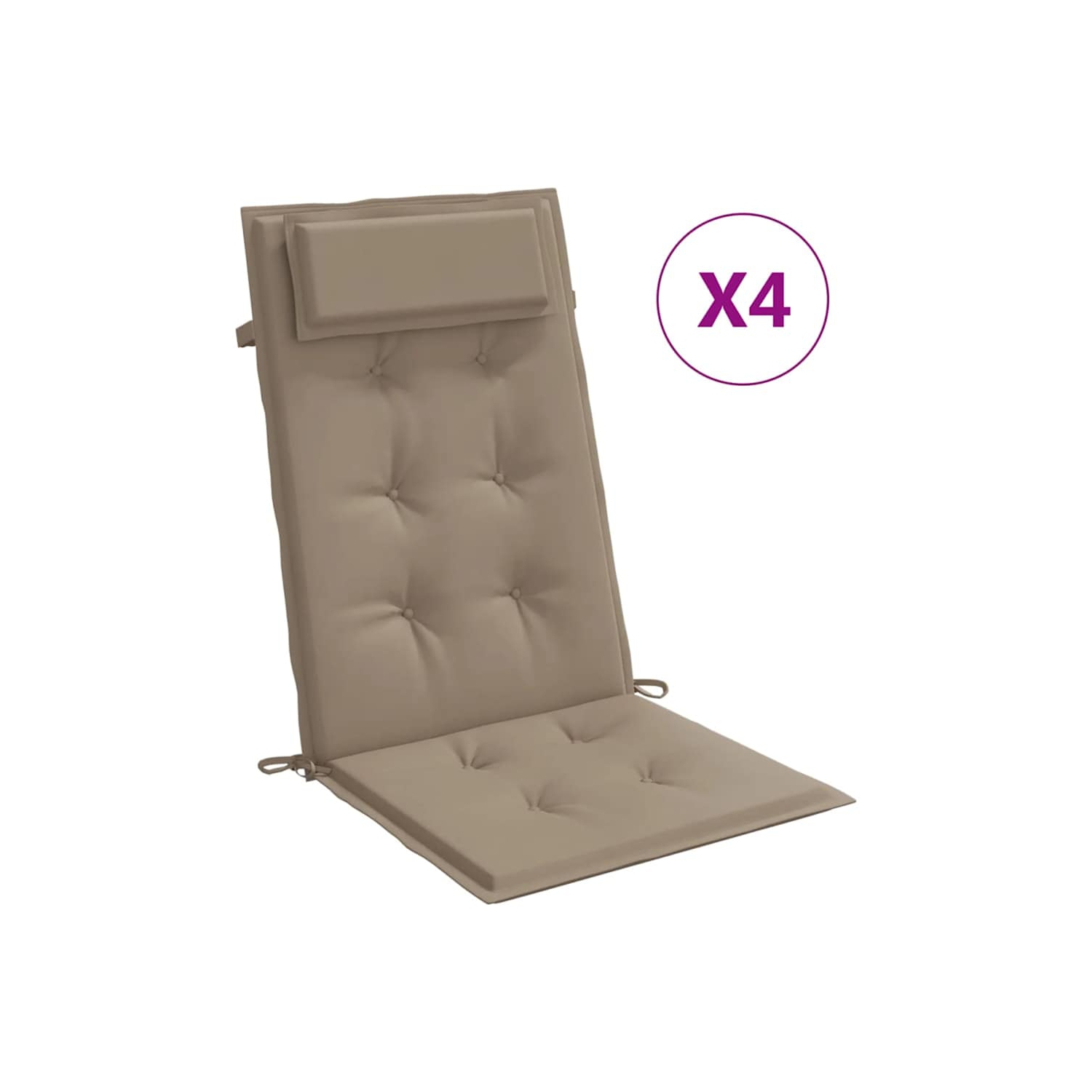 Coussins de chaise à dossier haut vidaXL 4 pièces en tissu Oxford taupe