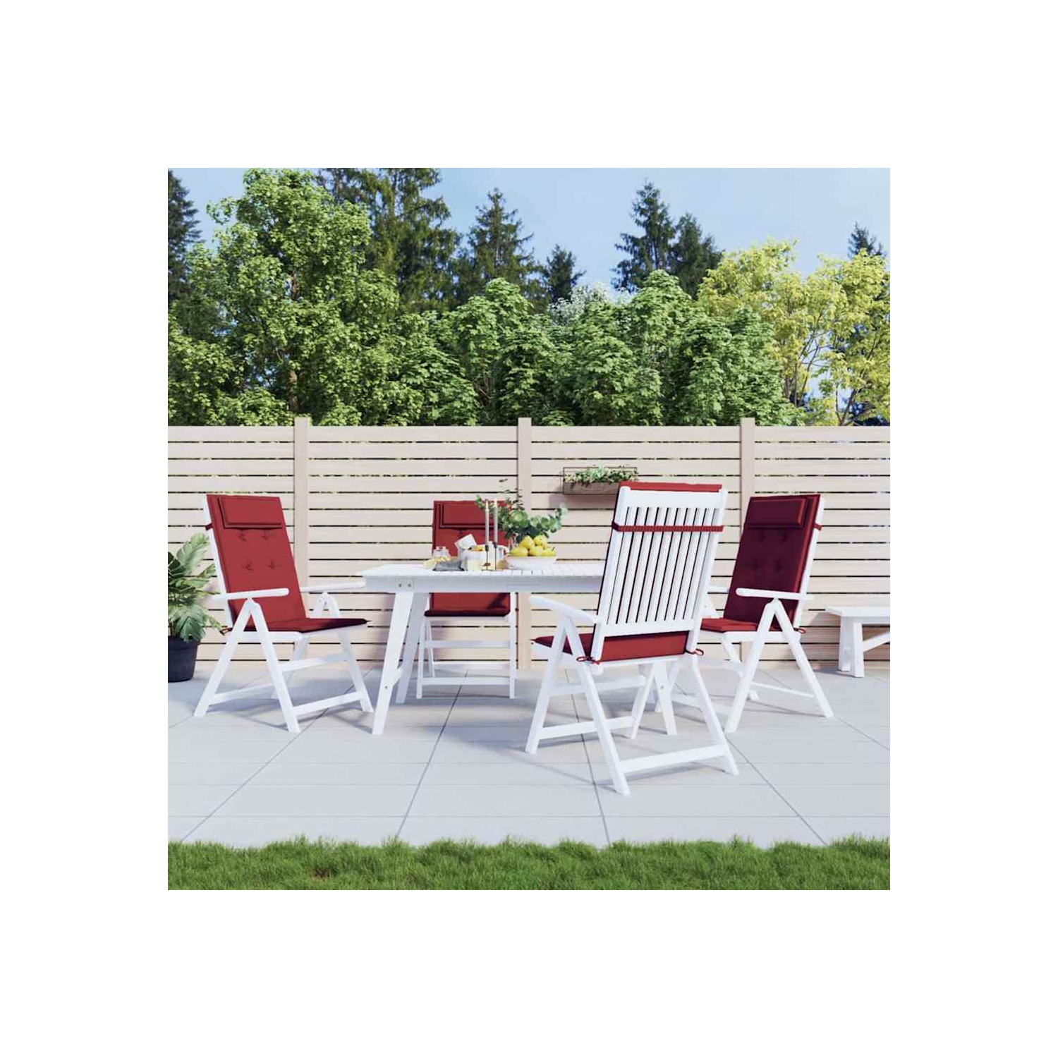 vidaXL Highback Chair Cushions 4 pcs Wine Red Oxford Fabric