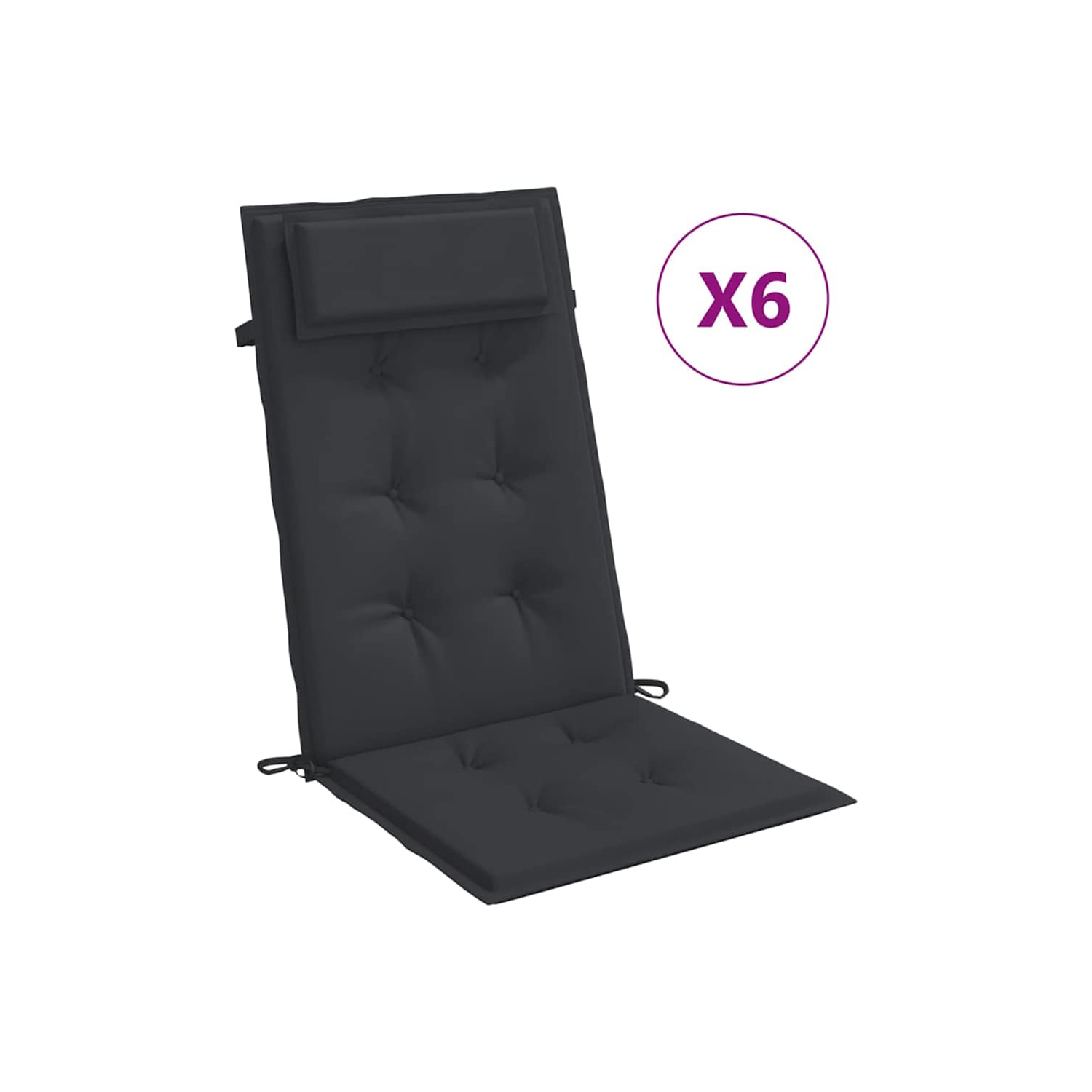 Coussins de chaise à dossier haut vidaXL 6 pièces en tissu Oxford noir