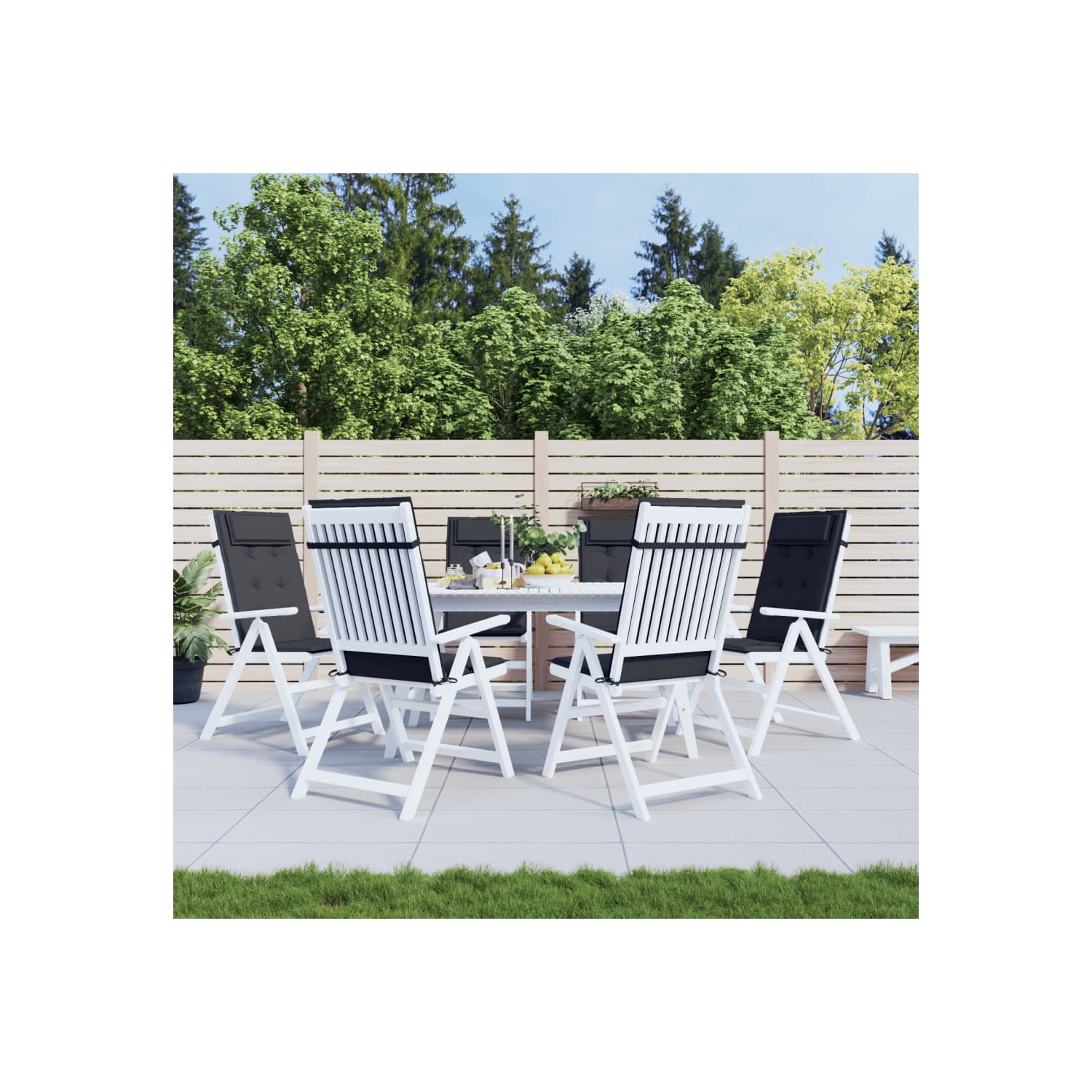 Coussins de chaise à dossier haut vidaXL 6 pièces en tissu Oxford noir