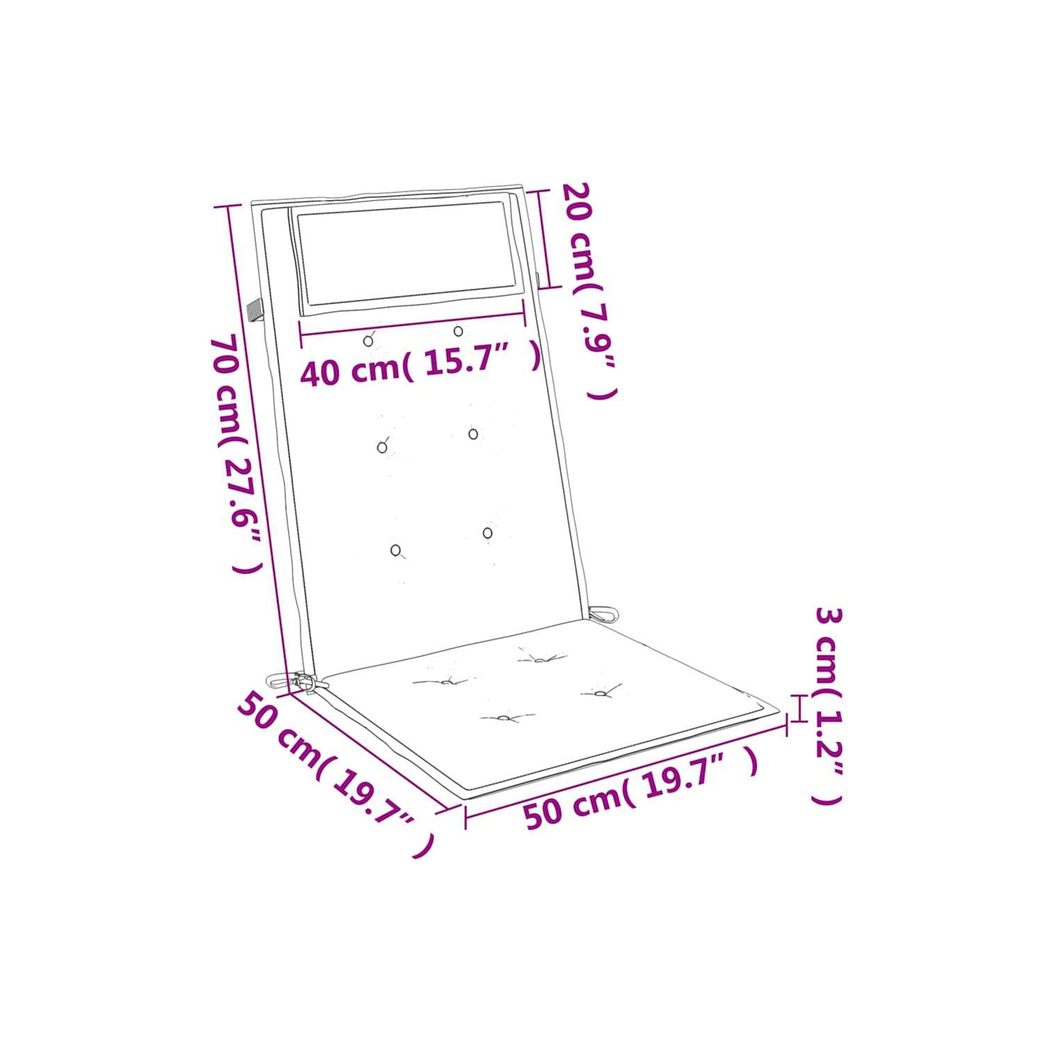 Coussins de chaise à dossier haut vidaXL 6 pièces en tissu Oxford noir