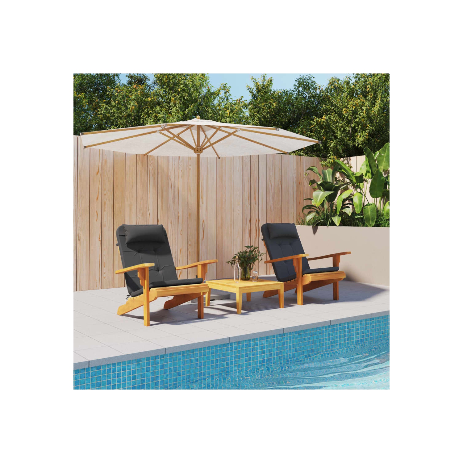 VidaXL coussins de chaise Adirondack 2 pièces en tissu Oxford noir