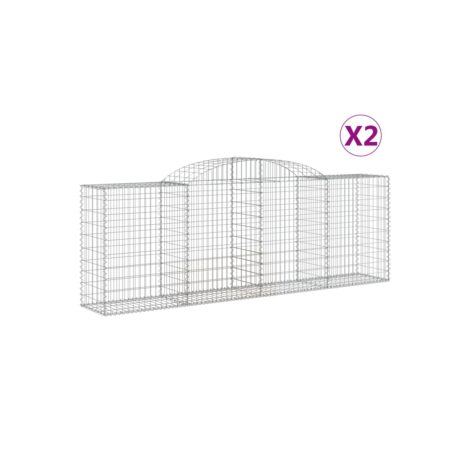 vidaXL Arched Gabion Baskets 2 pcs 300x50x100/120 cm Galvanised Iron