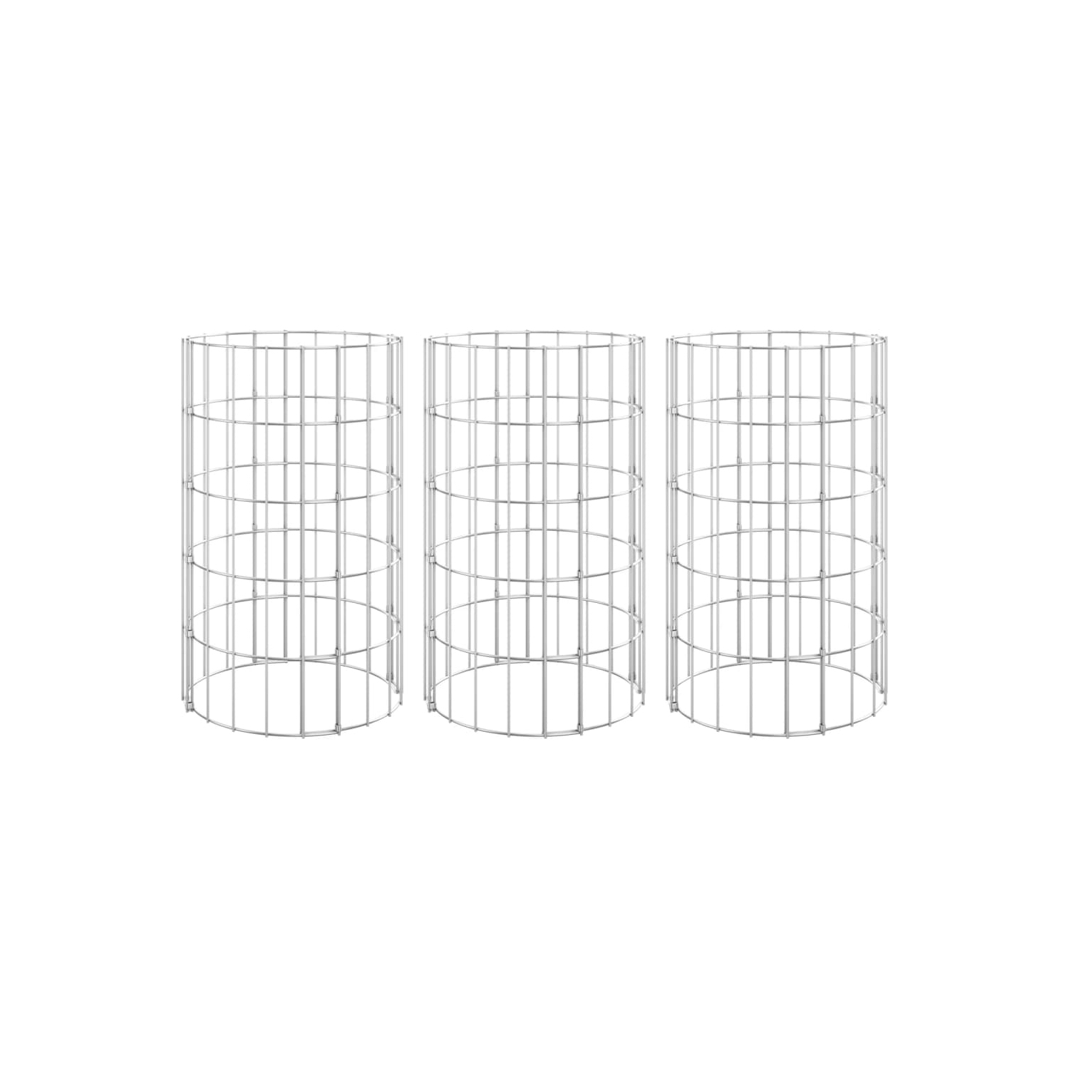 vidaXL Circular Gabion Raised Beds 3 pcs Galvanised Steel Ø30x50 cm