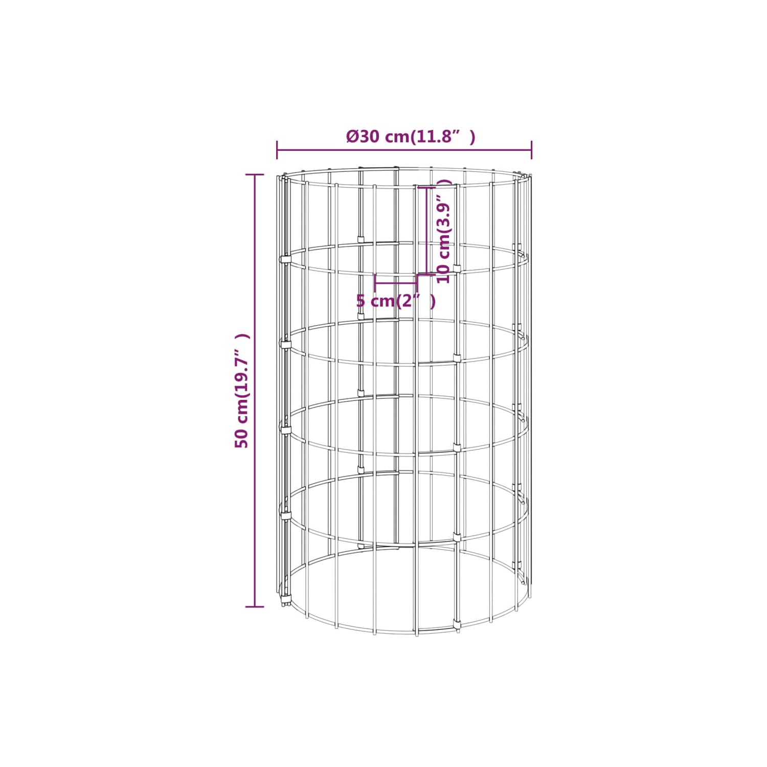vidaXL Circular Gabion Raised Beds 3 pcs Galvanised Steel Ø30x50 cm