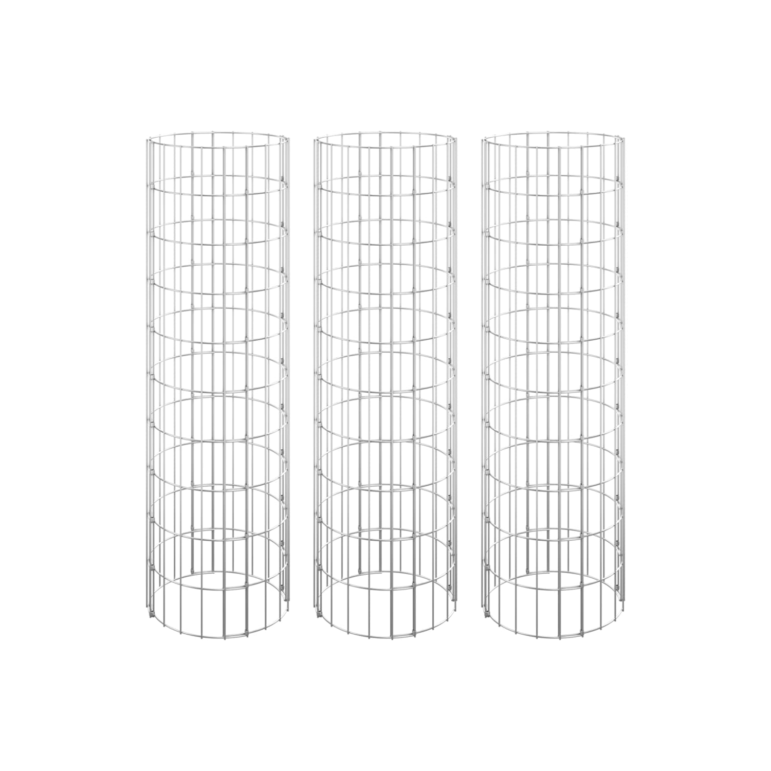 vidaXL Circular Gabion Raised Beds 3 pcs Galvanised Steel Ø30x100 cm