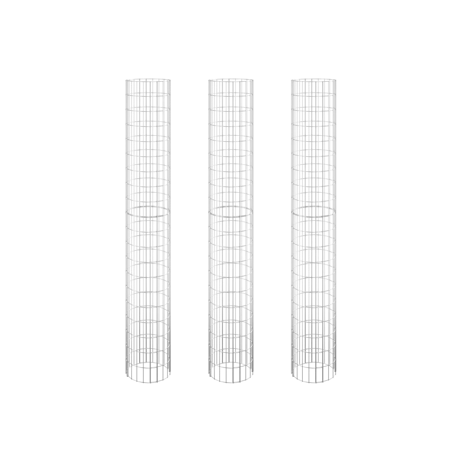 vidaXL Circular Gabion Raised Beds 3 pcs Galvanised Steel Ø30x200 cm