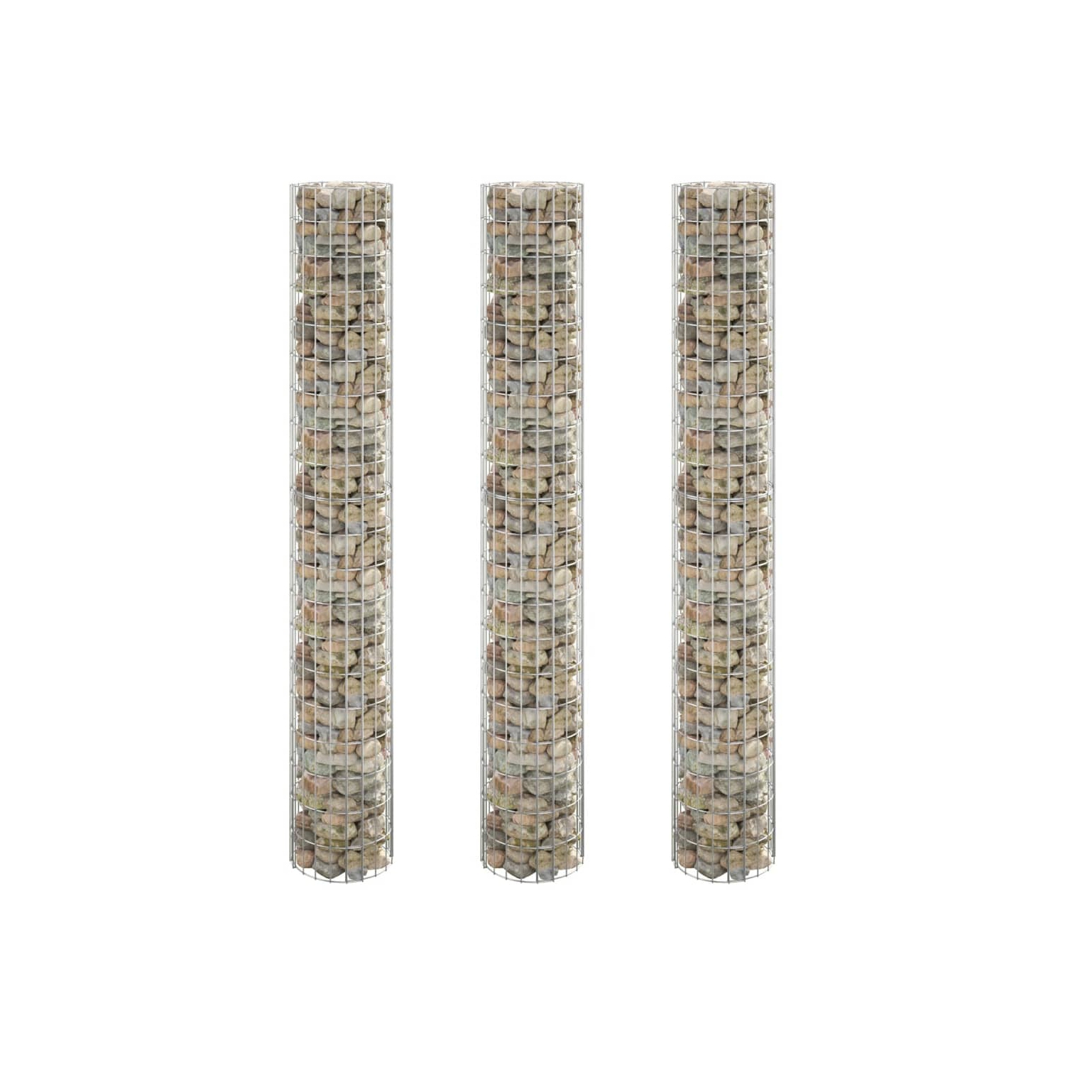 vidaXL Circular Gabion Raised Beds 3 pcs Galvanised Steel Ø30x200 cm