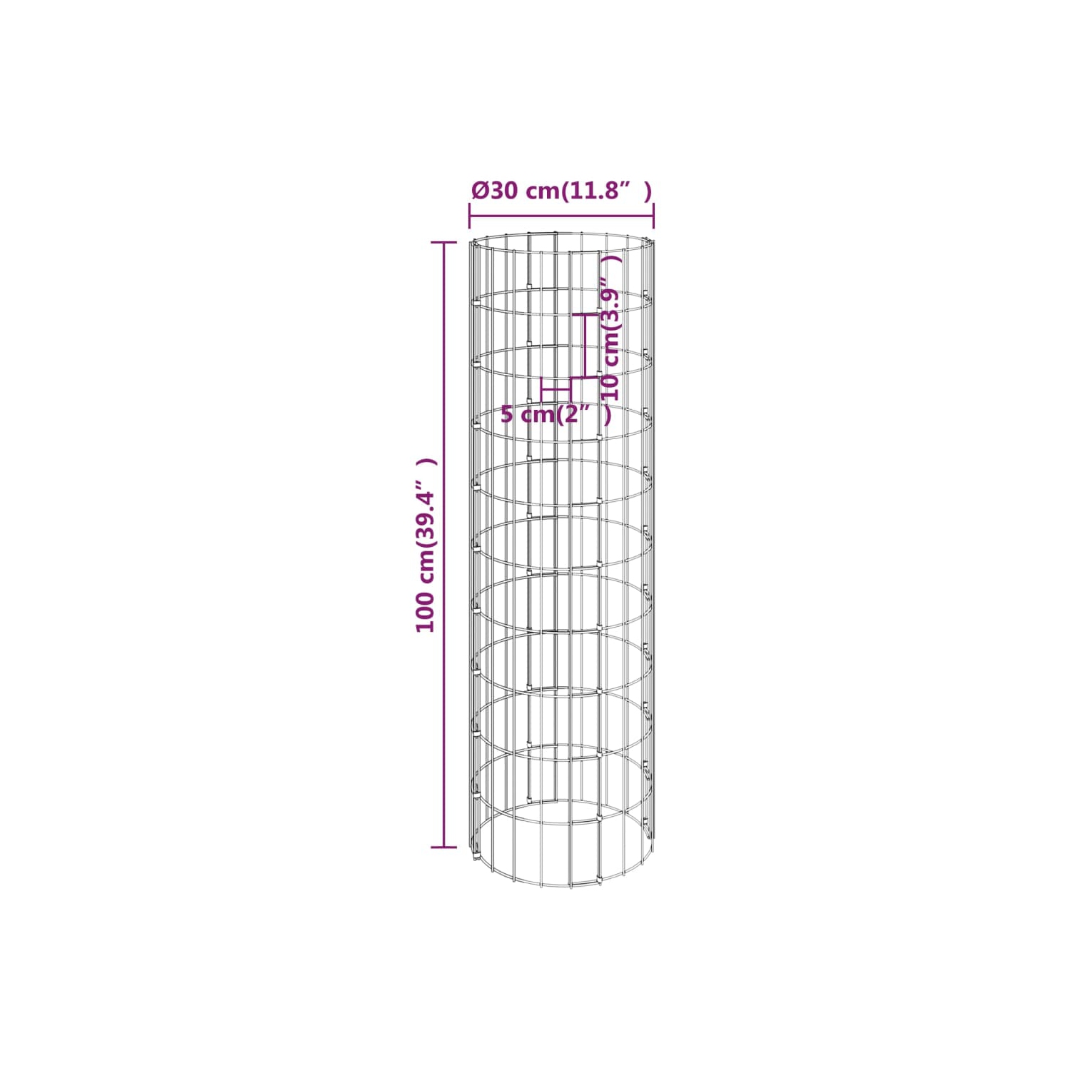 vidaXL Circular Gabion Raised Beds 4 pcs Ø30x50/100/150/200 cm