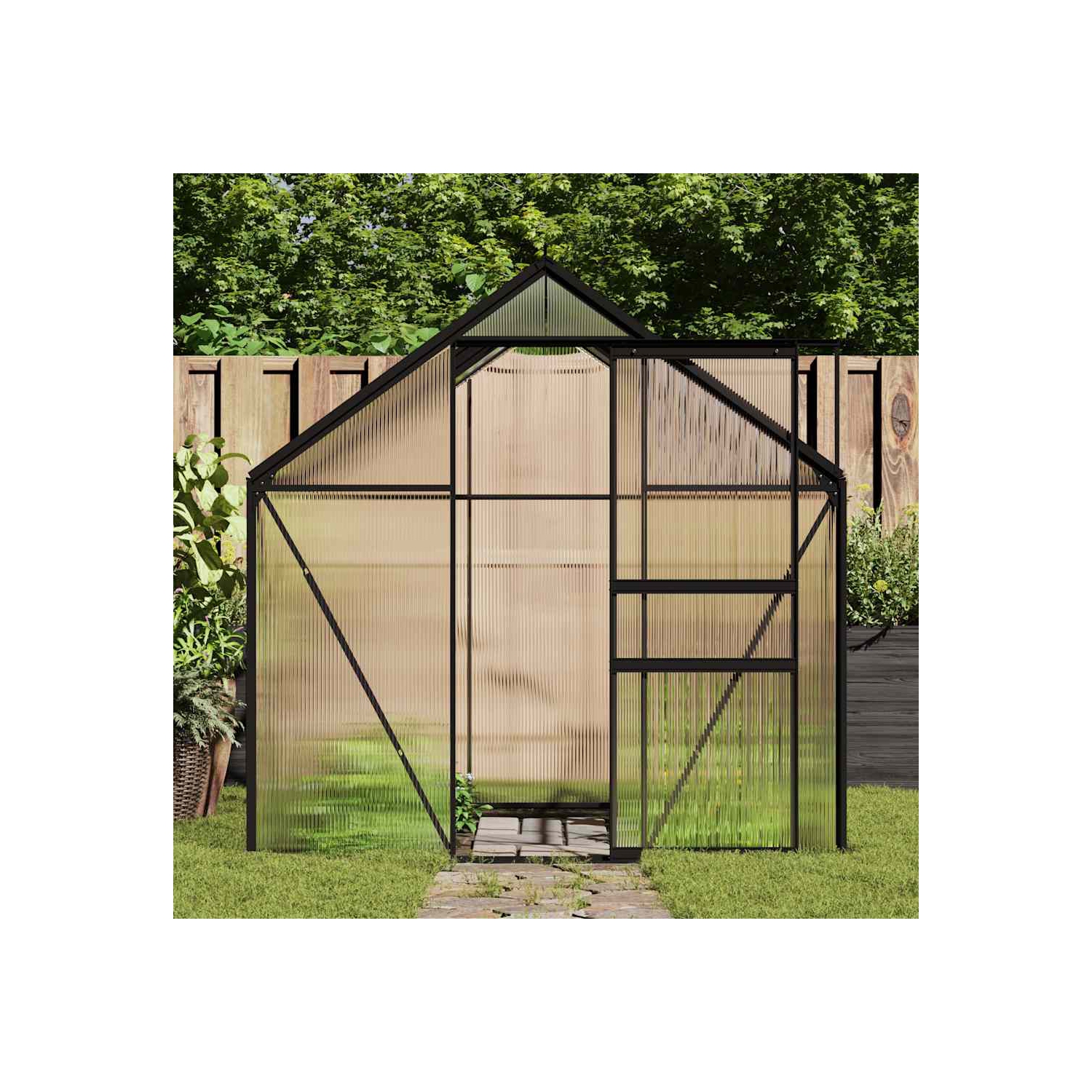 vidaXL Greenhouse with Base Frame Anthracite Aluminium 4.75 m²