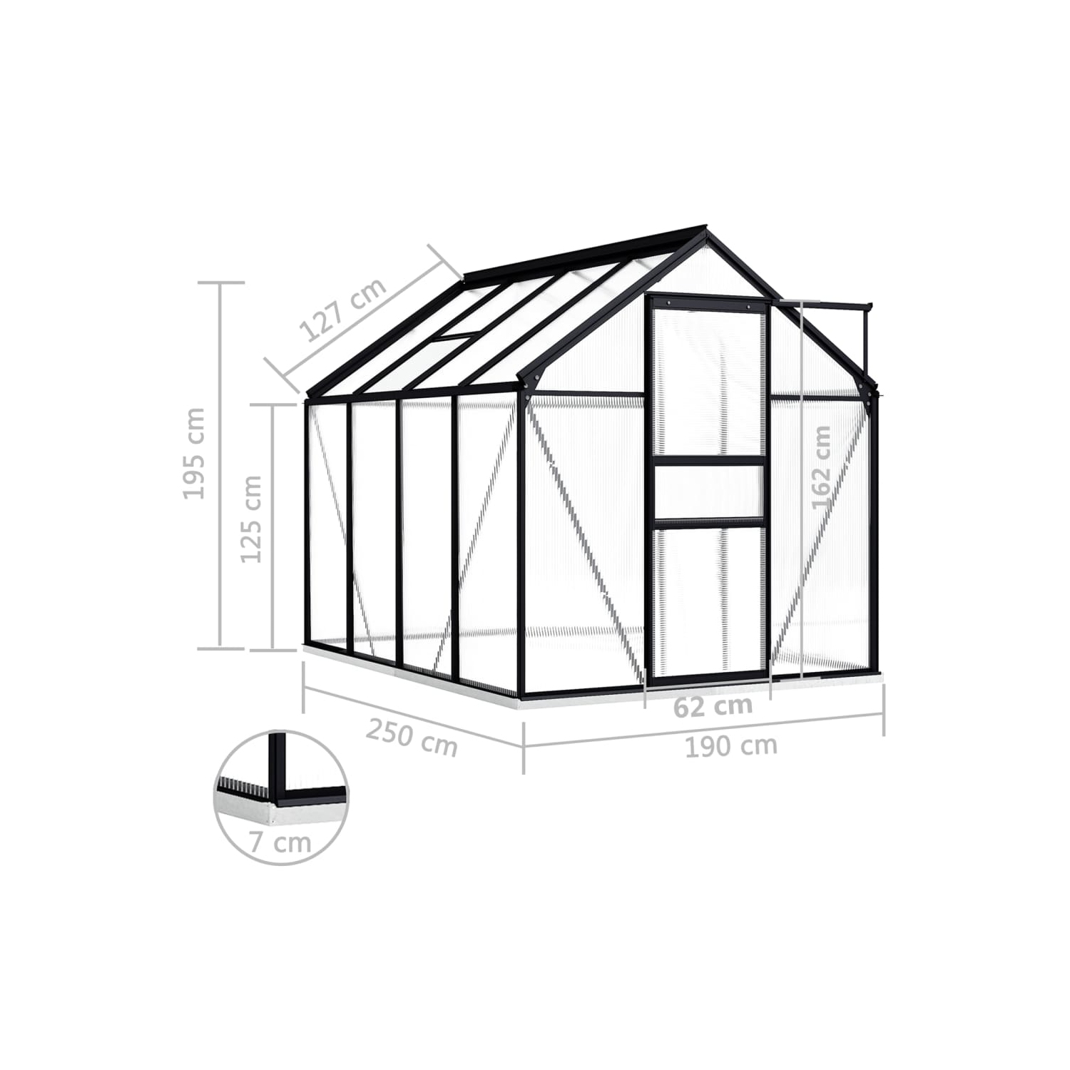 vidaXL Greenhouse with Base Frame Anthracite Aluminium 4.75 m²