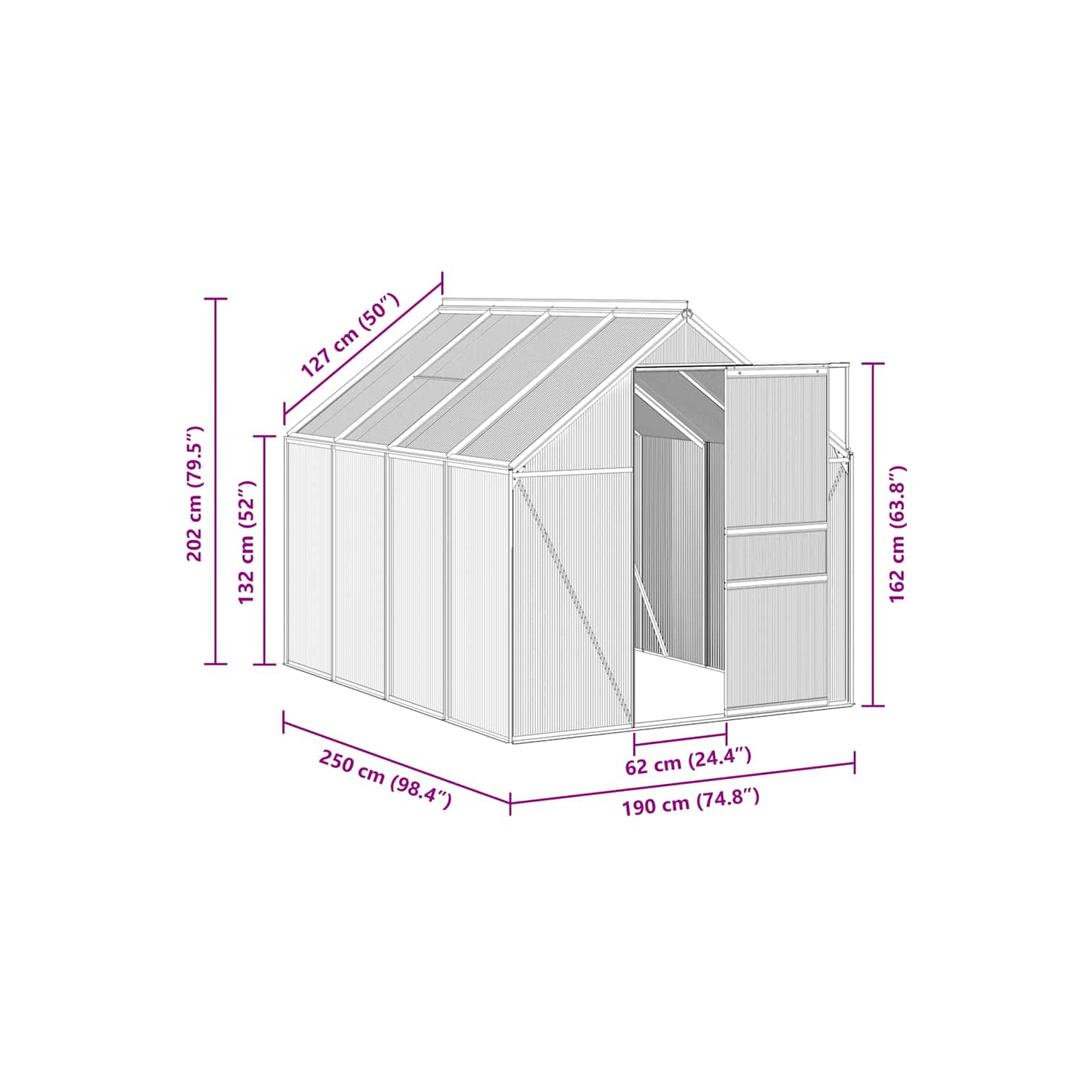 vidaXL Greenhouse with Base Frame Anthracite Aluminium 4.75 m²