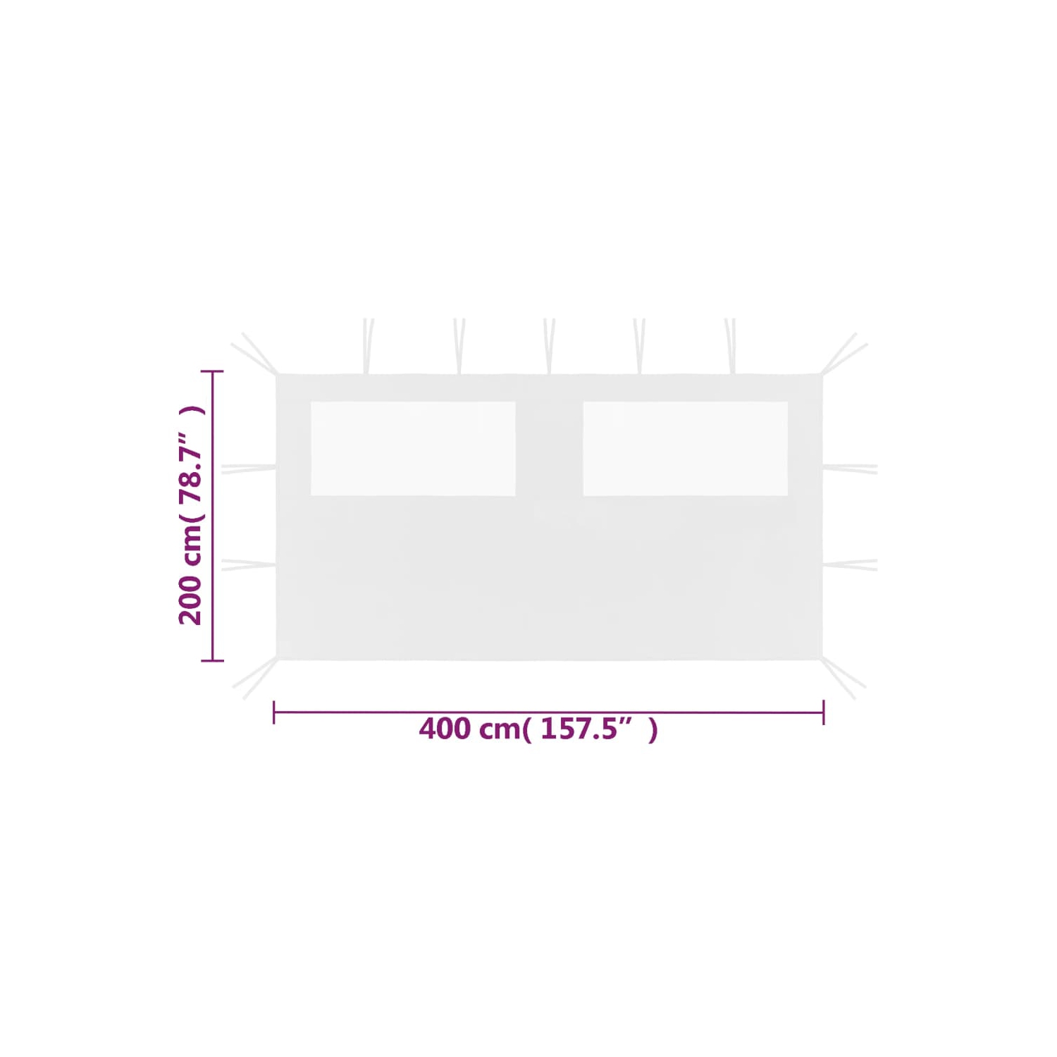 Paroi latérale pour abri de jardin VIdaXL avec fenêtres 4 x 2&nbsp;m, blanc