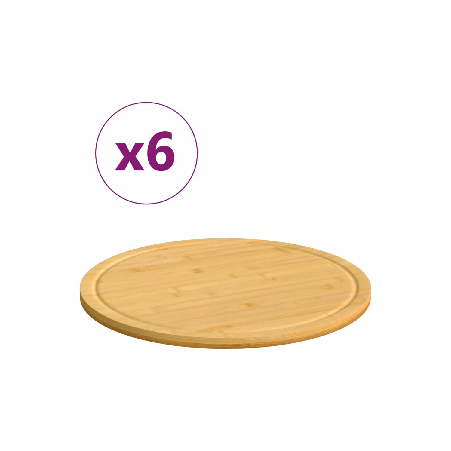 vidaXL Chopping Boards 6 pcs Ø30x1.5 cm Bamboo