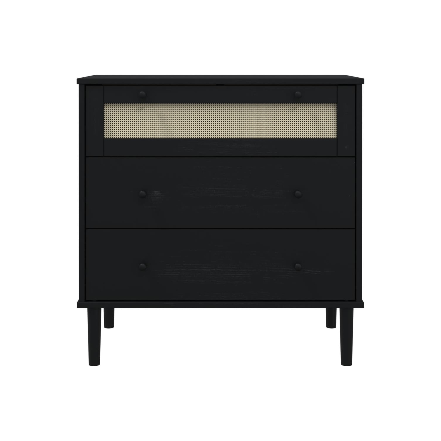 vidaXL Drawer Cabinet SENJA Rattan Look Black 80x40x80 cm Solid Wood Pine