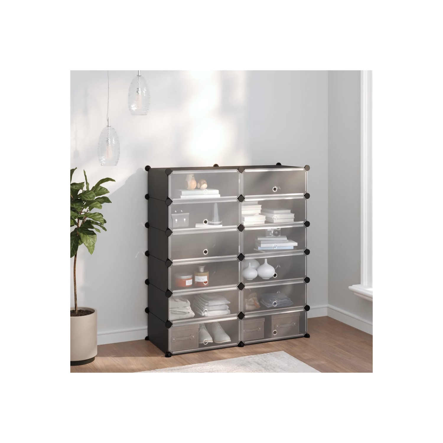 vidaXL Shoe Rack Black 94.5x36.5x106 cm PP