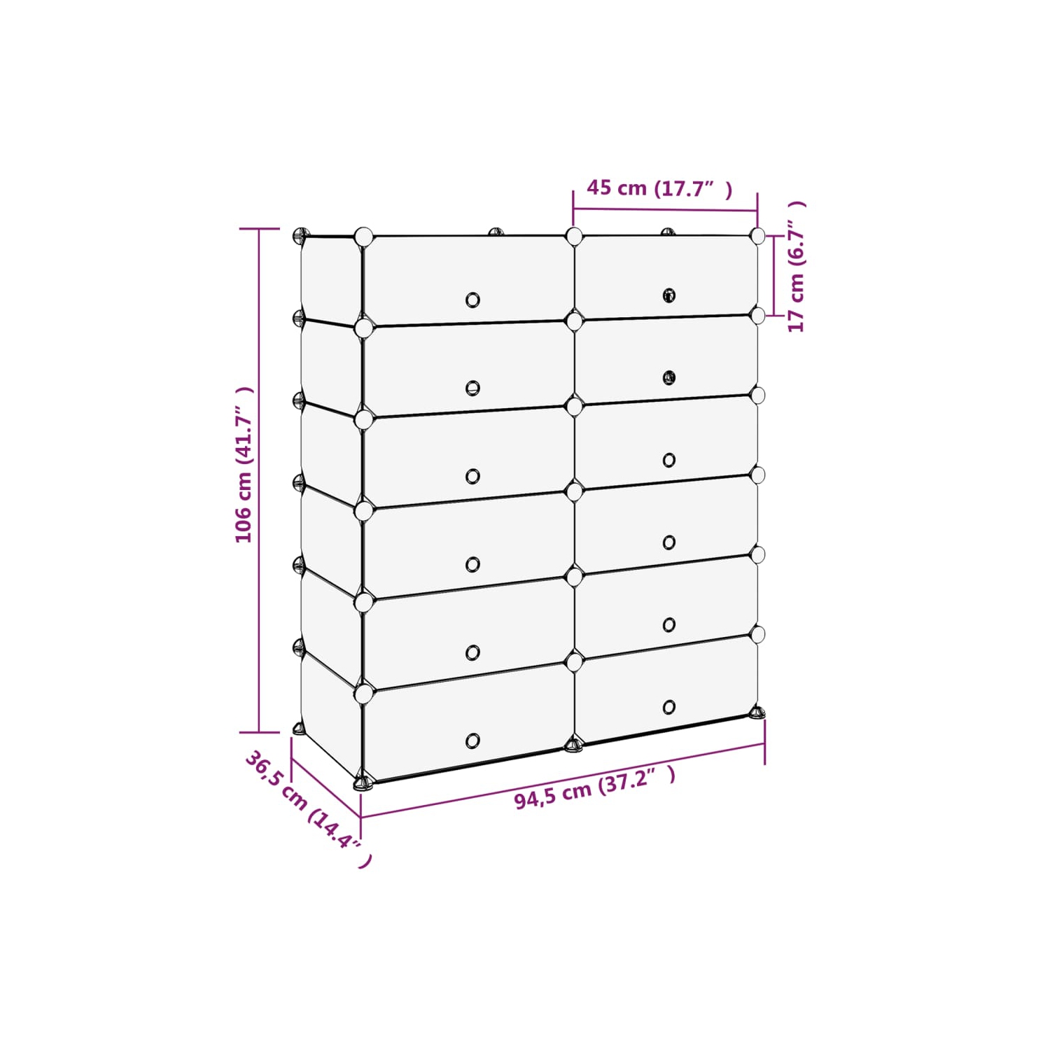 vidaXL Shoe Rack Black 94.5x36.5x106 cm PP