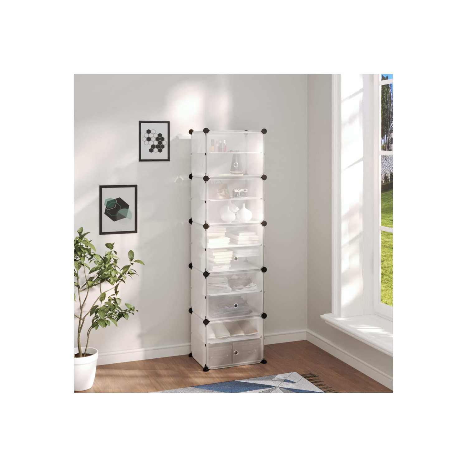 vidaXL Shoe Rack Transparent 44x31.5x153.5 cm PP