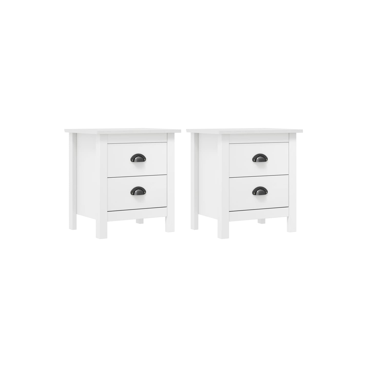 vidaXL Bedside Cabinet Hill 2 pcs White 46x35x49.5 cm Solid Pine Wood