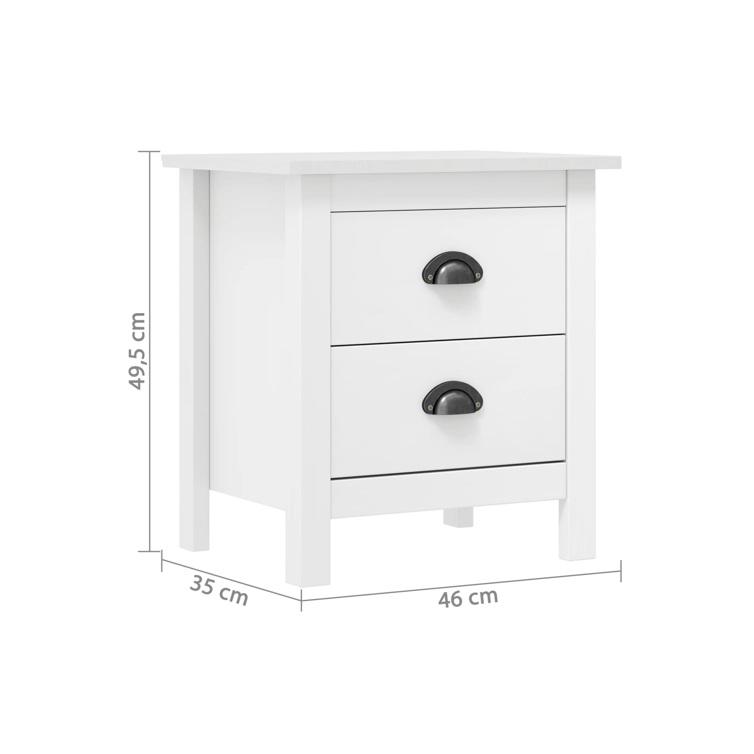 vidaXL Bedside Cabinet Hill 2 pcs White 46x35x49.5 cm Solid Pine Wood