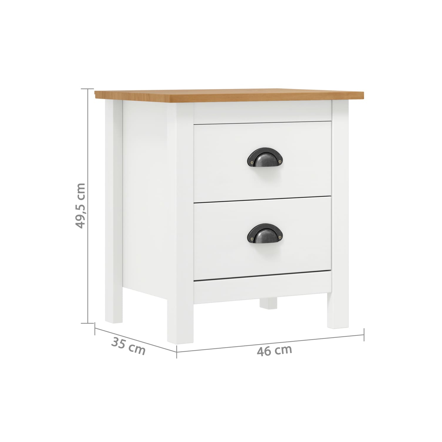 vidaXL Bedside Cabinet Hill White 46x35x49.5 cm Solid Pine Wood