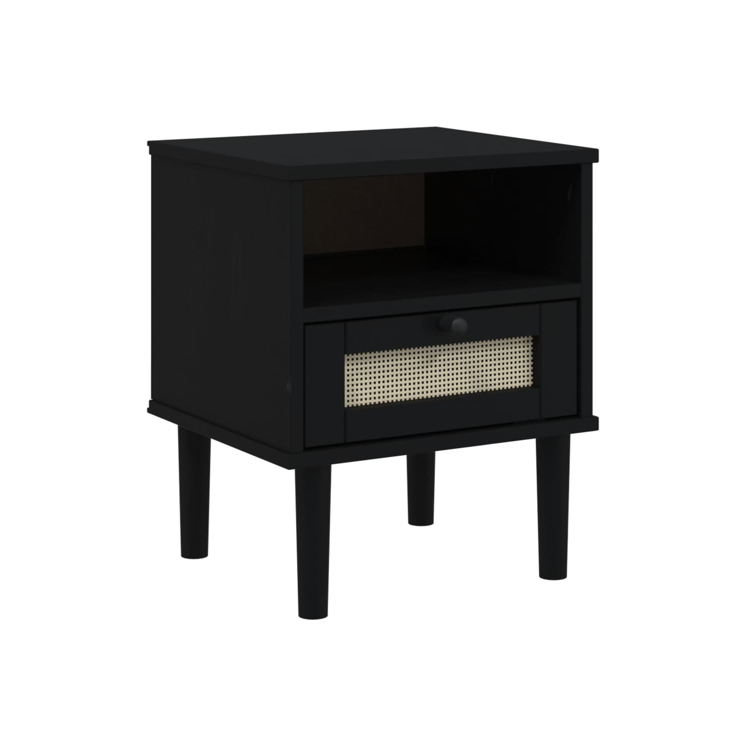 vidaXL Bedside Cabinet SENJA Rattan Look Black 40x35x48 cm Solid Wood Pine