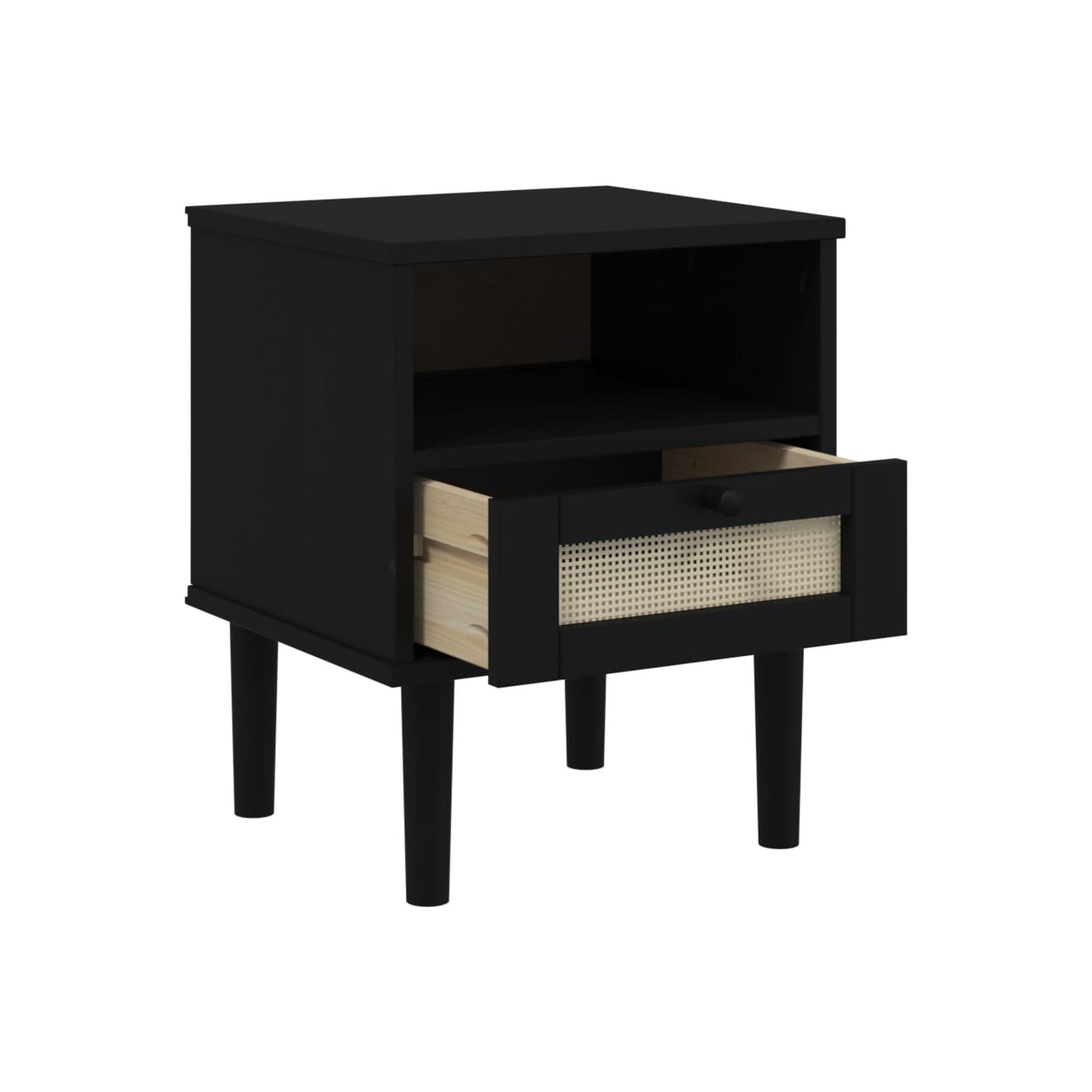 vidaXL Bedside Cabinet SENJA Rattan Look Black 40x35x48 cm Solid Wood Pine