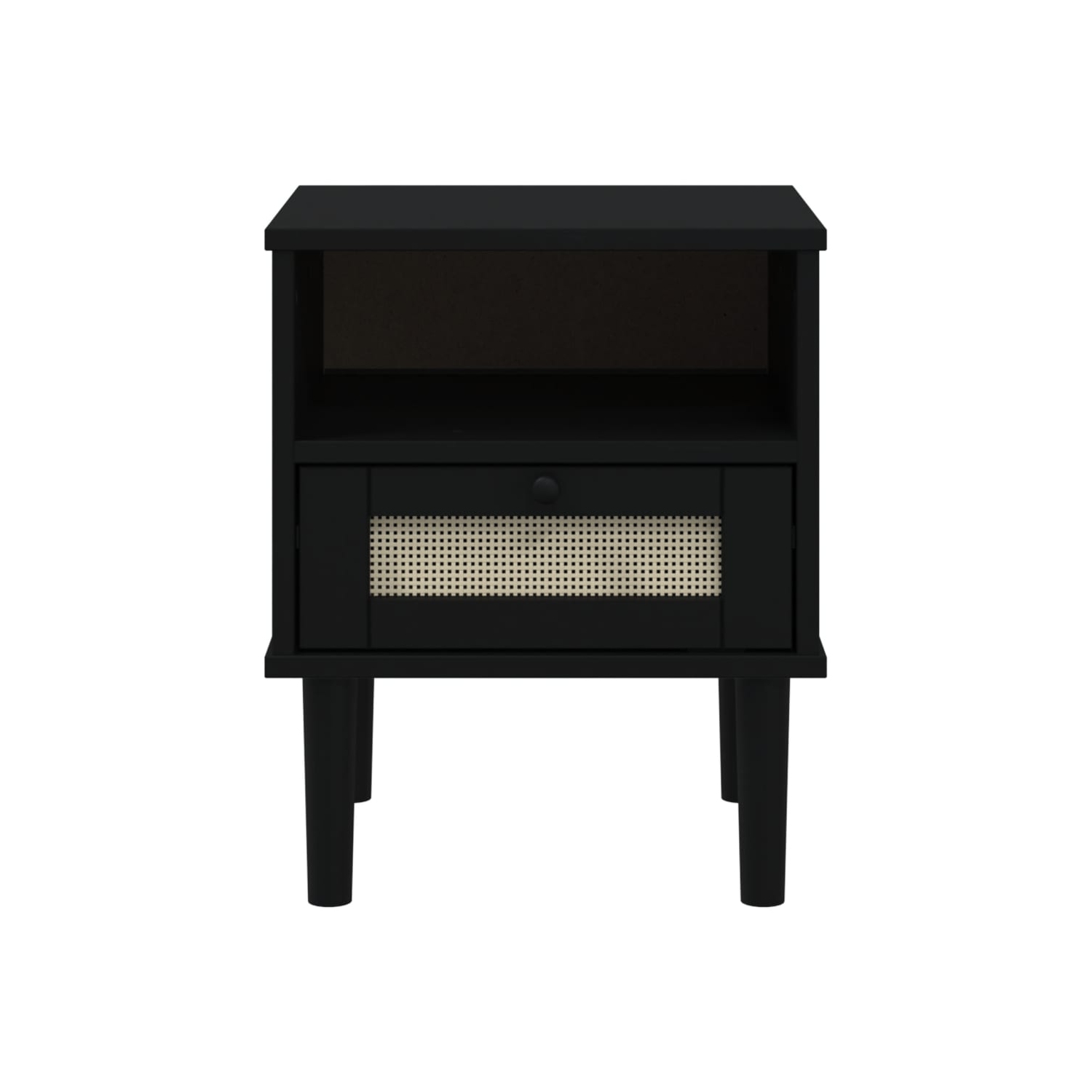 vidaXL Bedside Cabinet SENJA Rattan Look Black 40x35x48 cm Solid Wood Pine