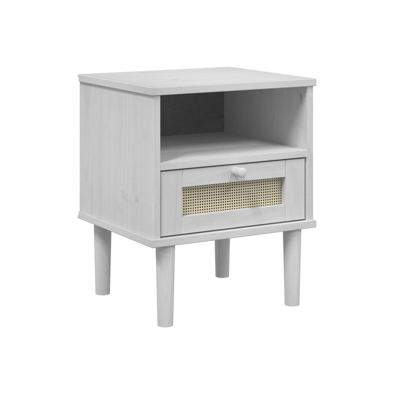 vidaXL Bedside Cabinet SENJA Rattan Look White 40x35x48 cm Solid Wood Pine