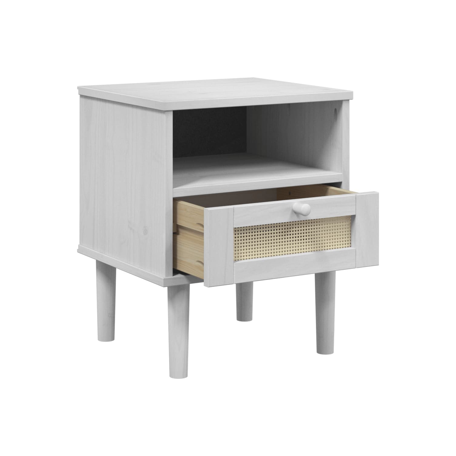 vidaXL Bedside Cabinet SENJA Rattan Look White 40x35x48 cm Solid Wood Pine