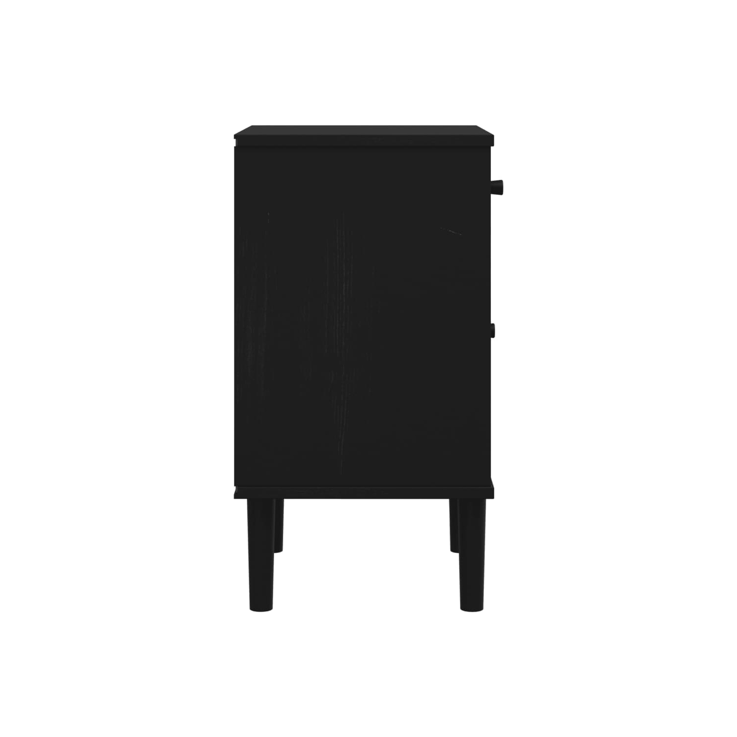 Armoire de chevet style rotin SENJA, noir, 40 x 35 x 35 po, pin massif 65&nbsp;cm