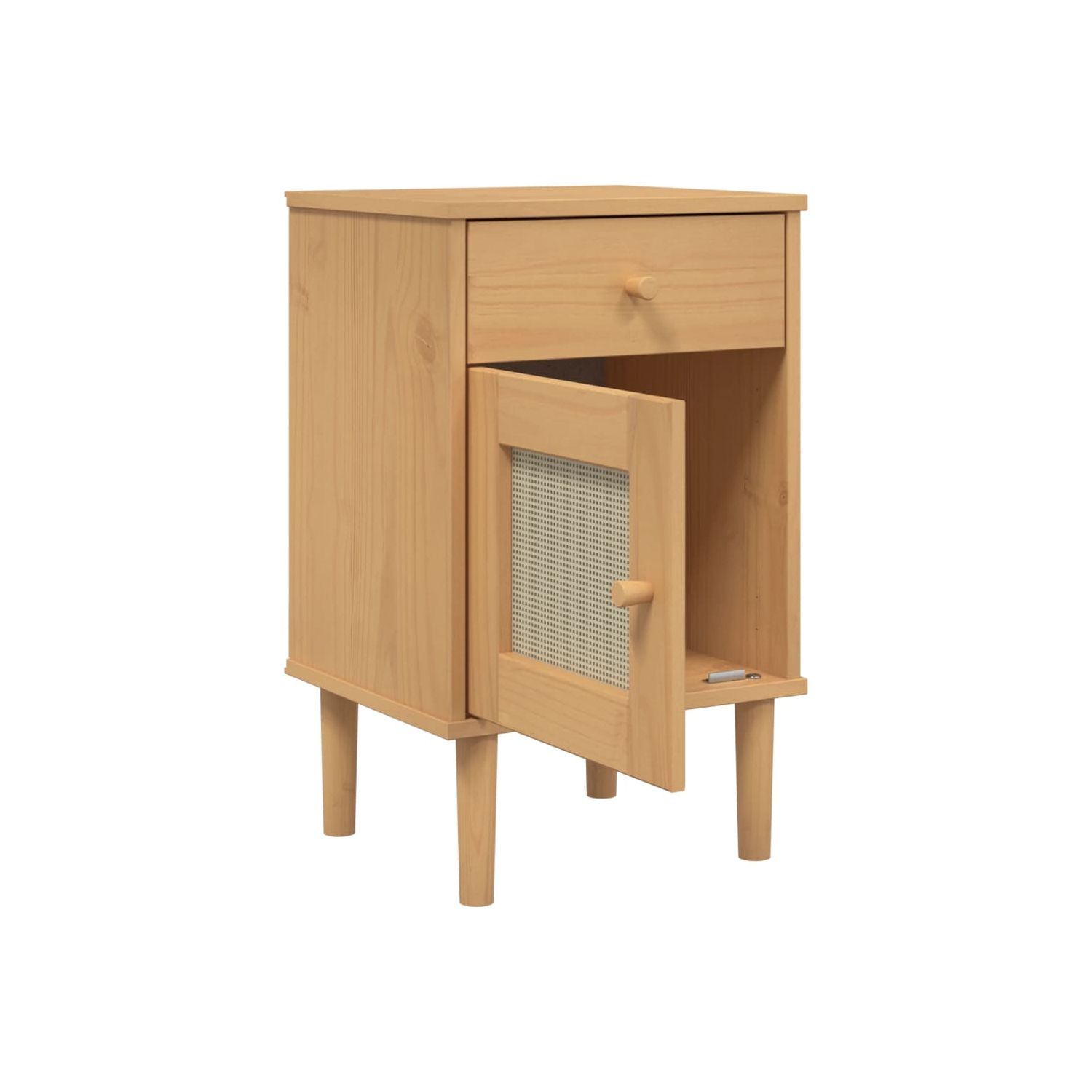 Armoire de chevet NAJA ROTIN Look brun 40x35 x 65 cm pin massif