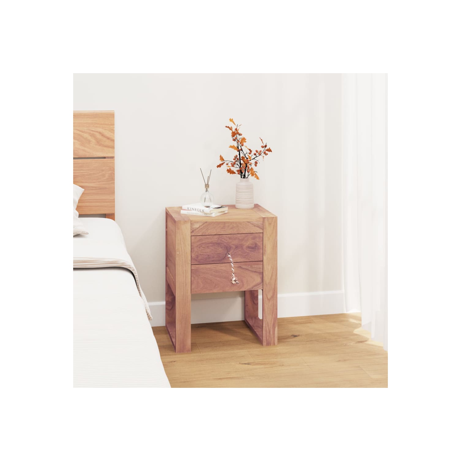 vidaXL Bedside Cabinet 40x30x50 cm Solid Teak Wood