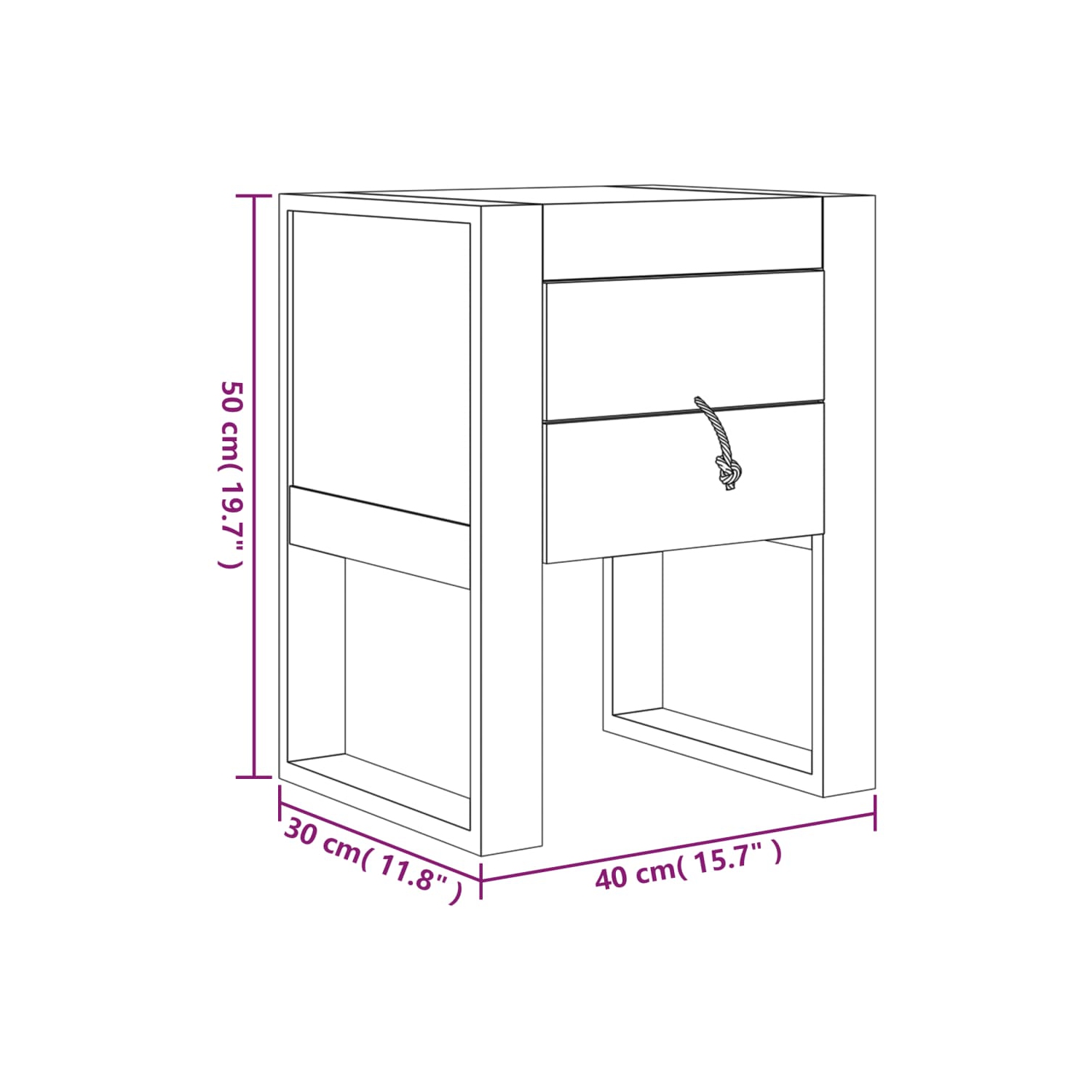 vidaXL Bedside Cabinet 40x30x50 cm Solid Teak Wood