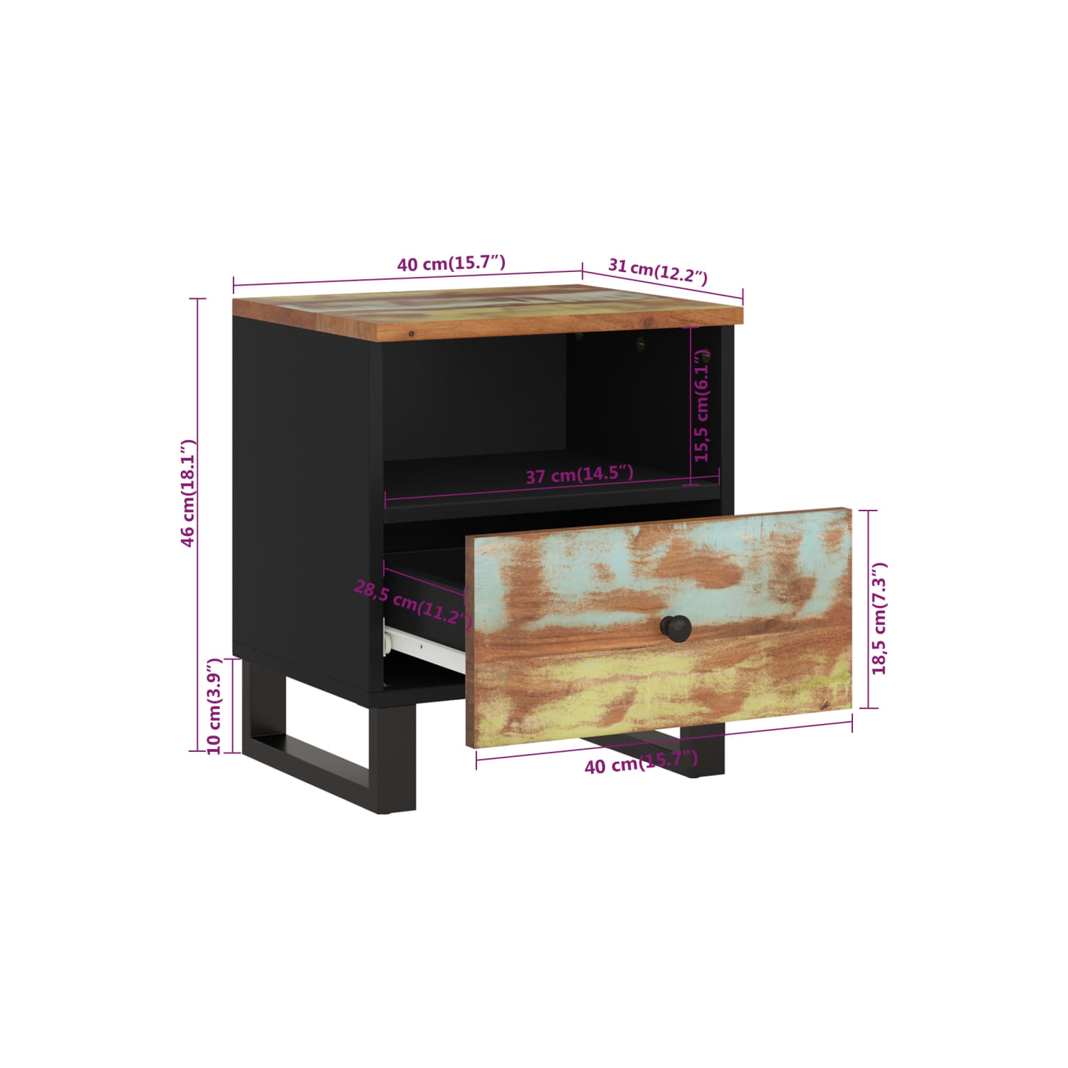 vidaXL Bedside Cabinets 2 pcs Solid Wood Reclaimed&Engineered Wood