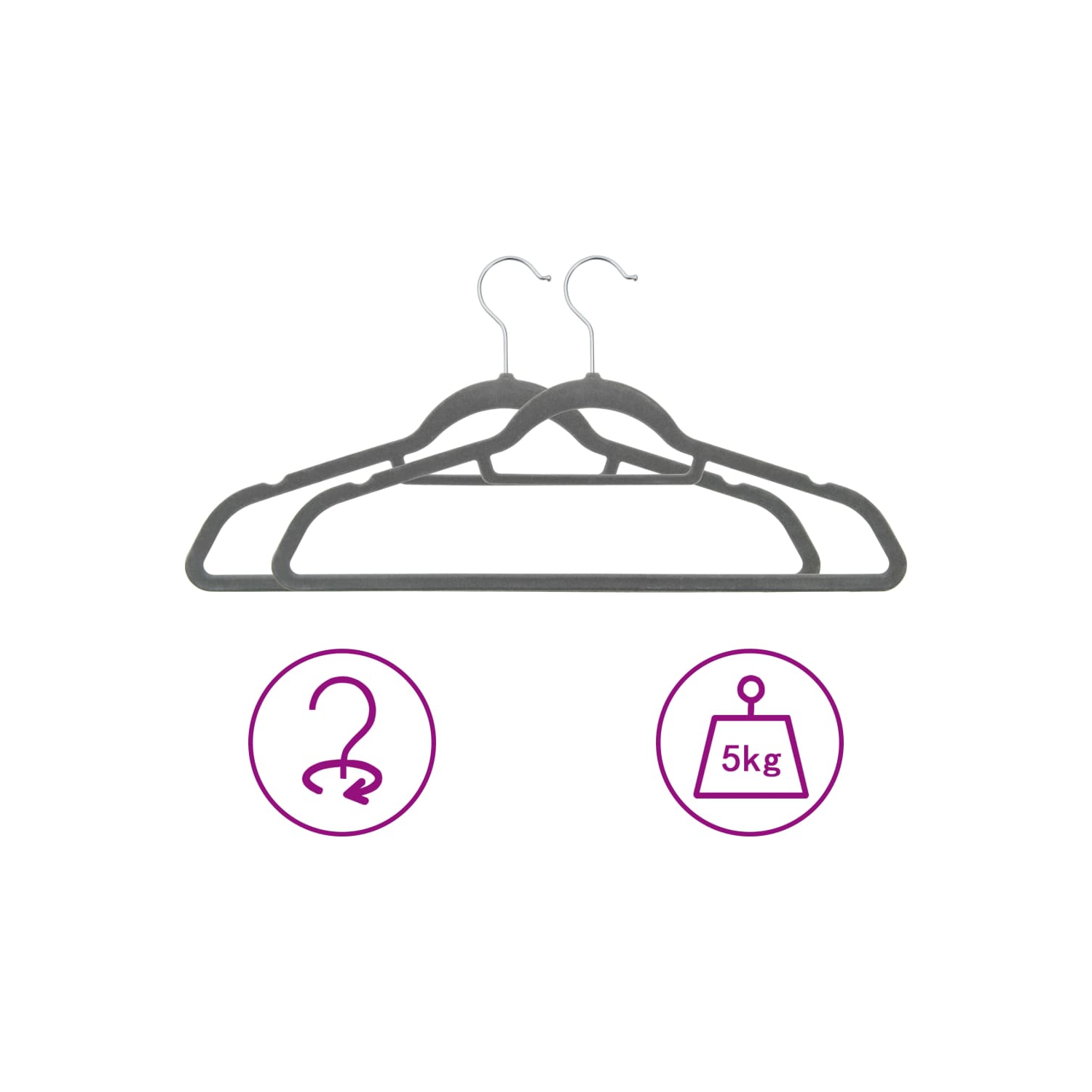 vidaXL 100 pcs Clothes Hanger Set Anti-slip Grey Velvet