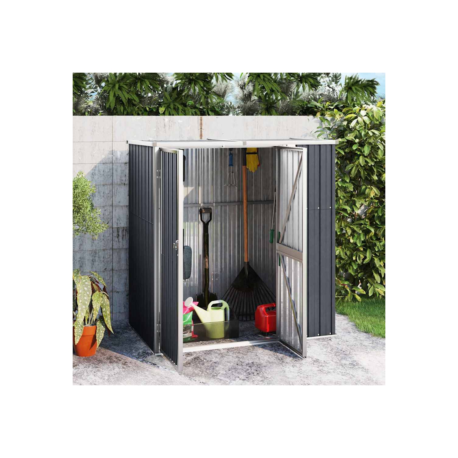 vidaXL Garden Tool Shed Anthracite 161x89x161 cm Galvanised Steel