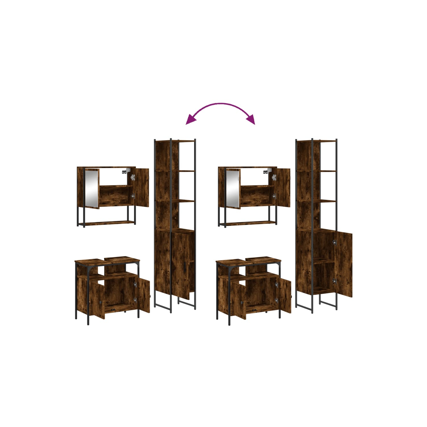 vidaXL 3 Piece Bathroom Furniture Set Smoked Oak Engineered Wood