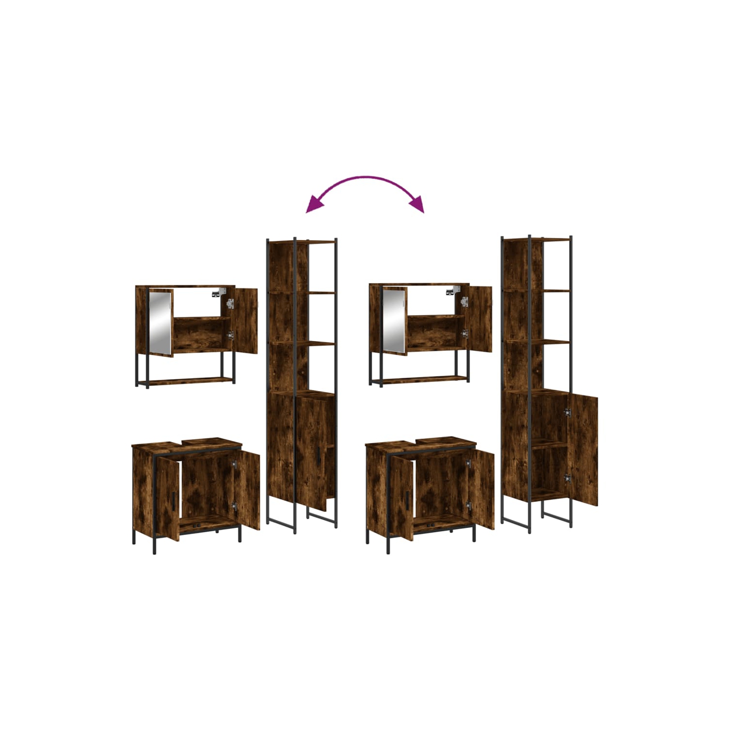 vidaXL 3 Piece Bathroom Furniture Set Smoked Oak Engineered Wood