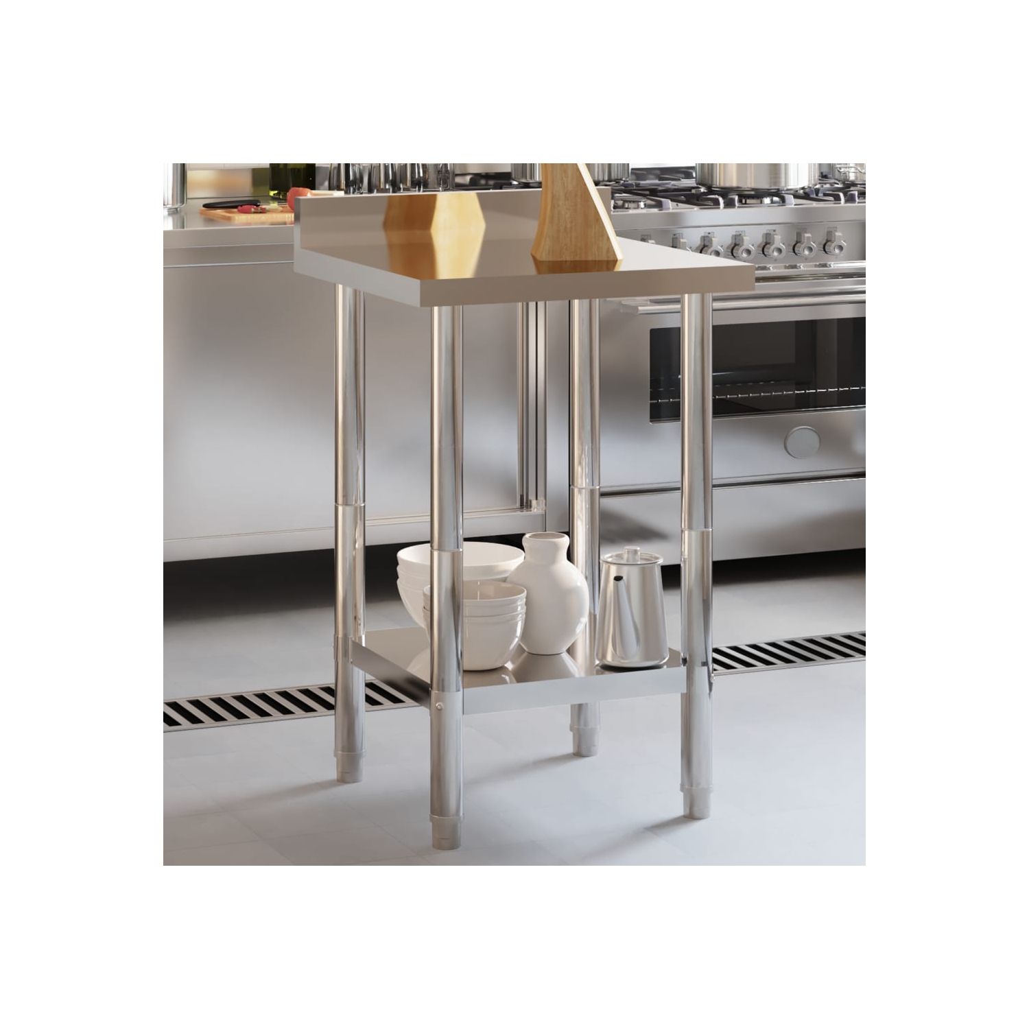 vidaXL Kitchen Work Table with Backsplash 55x55x93 cm Stainless Steel