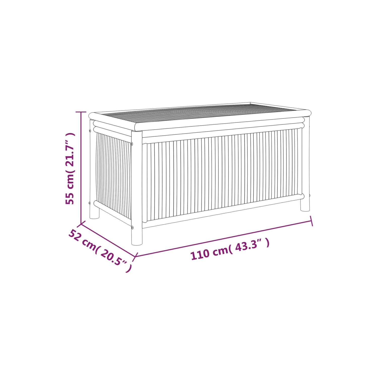 vidaXL Garden Storage Box 110x52x55cm Bamboo
