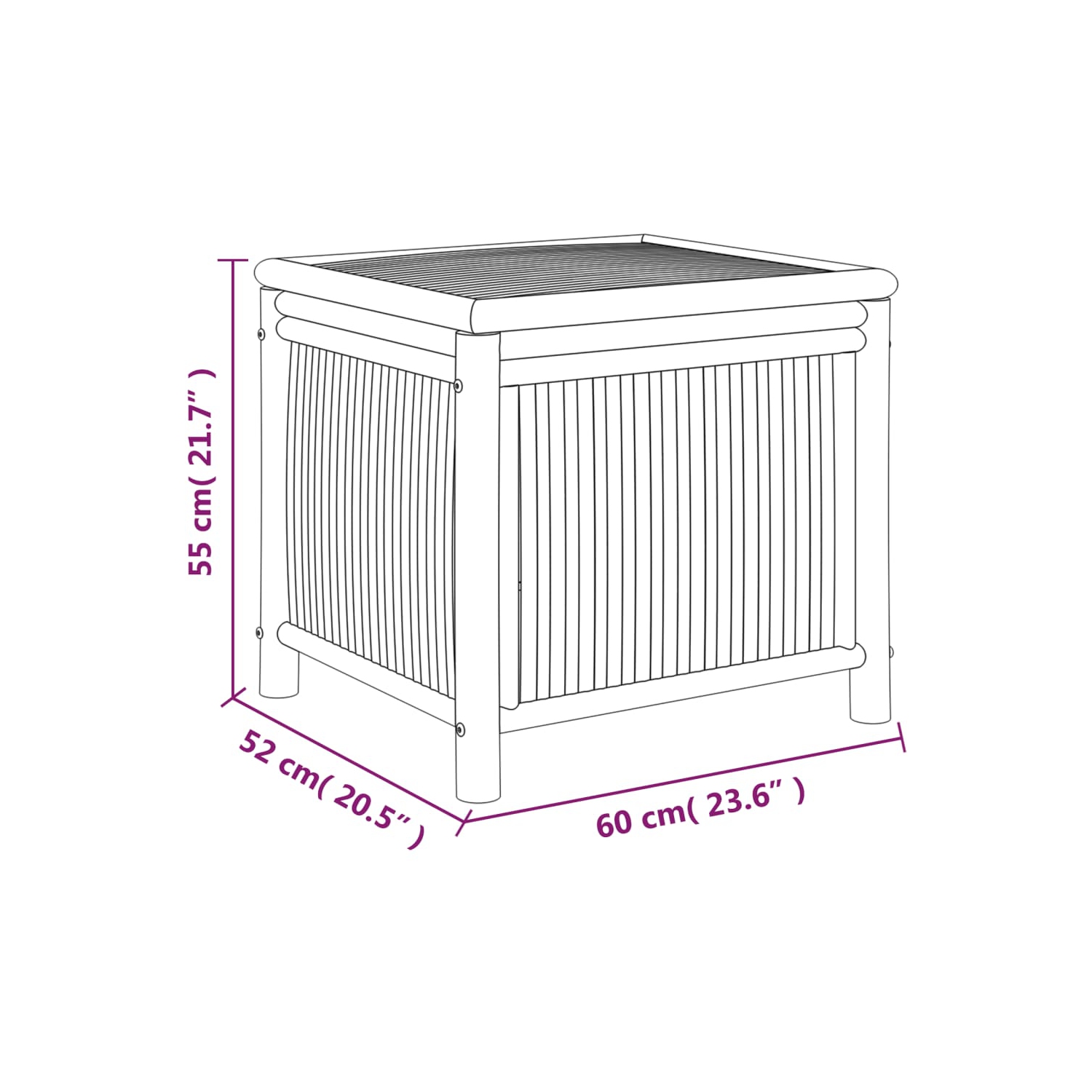 vidaXL Garden Storage Box 60x52x55cm Bamboo