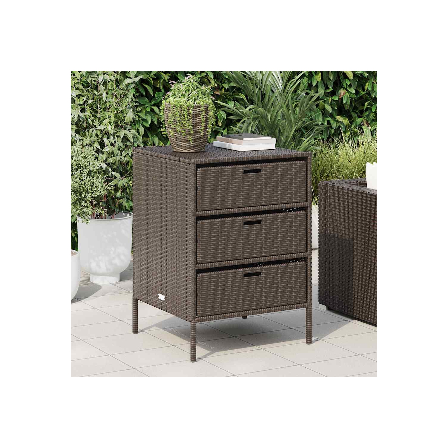 vidaXL Garden Storage Cabinet Brown 55x59x80 cm Poly Rattan