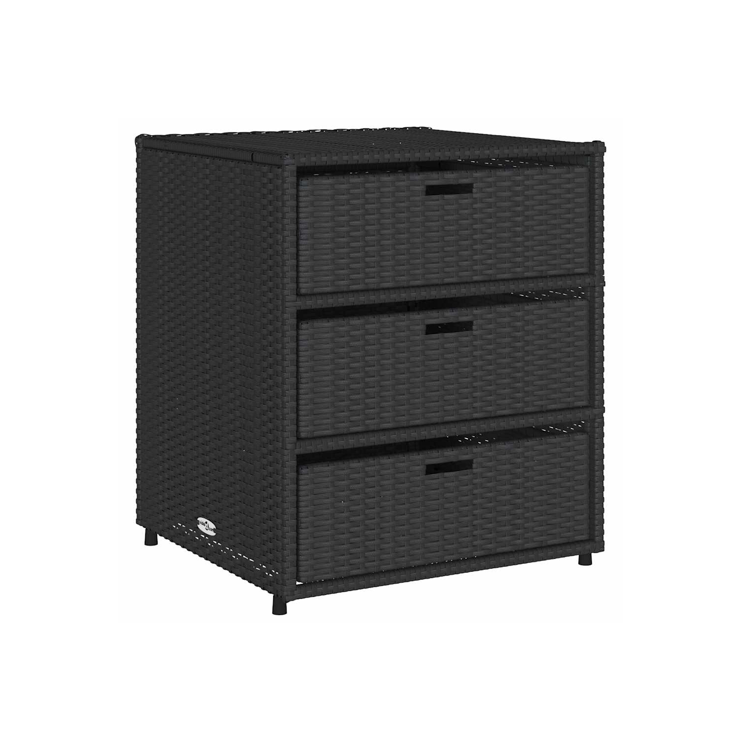 vidaXL Garden Storage Cabinet Black 55x59x69 cm Poly Rattan