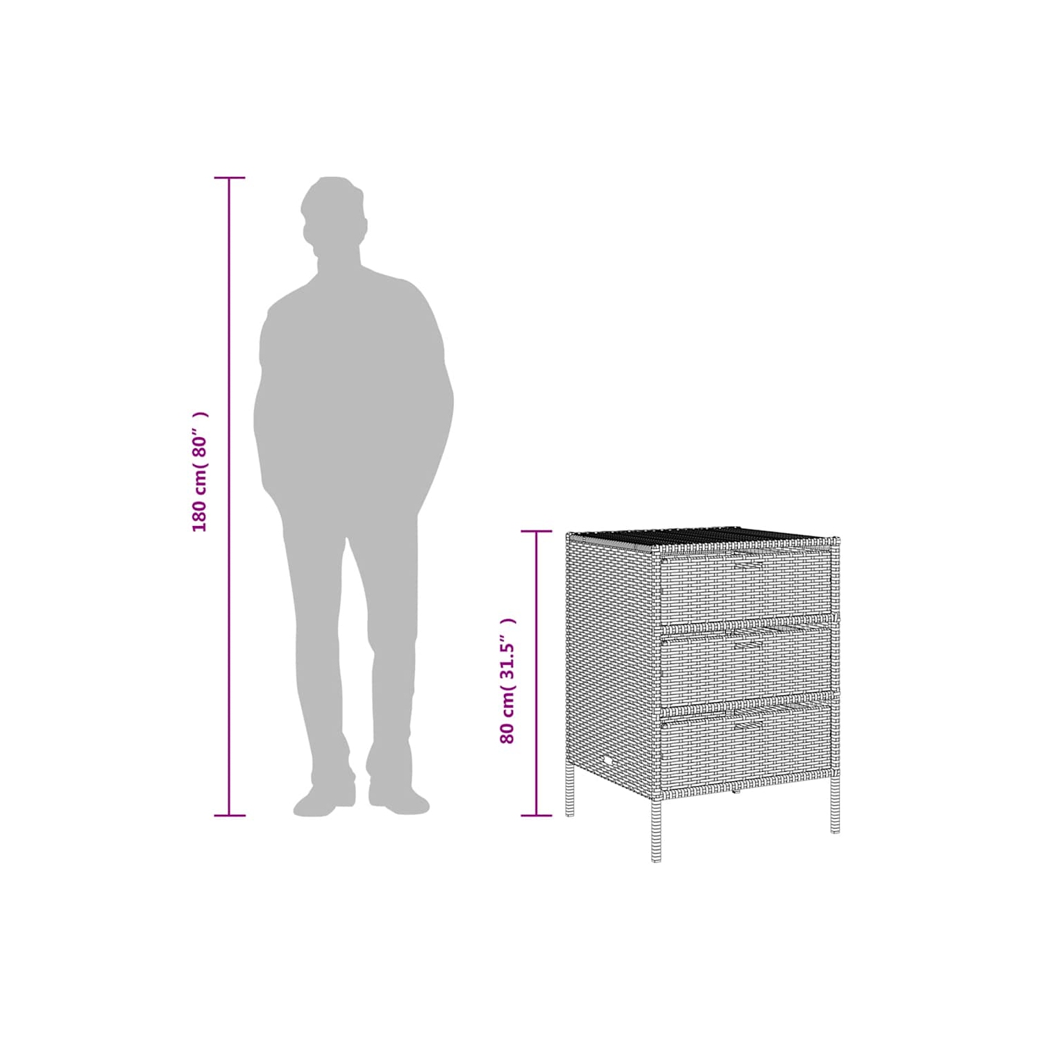 vidaXL Garden Storage Cabinet Black 55x59x80 cm Poly Rattan